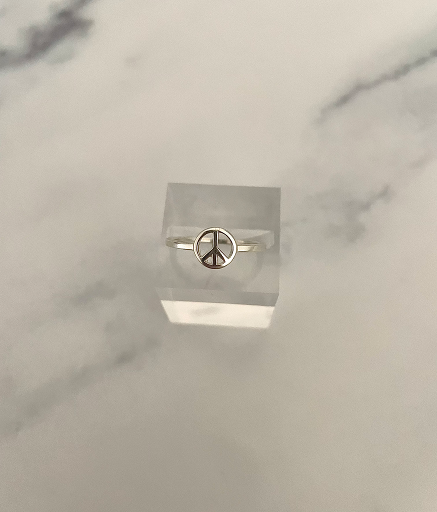 silver peace sign ring