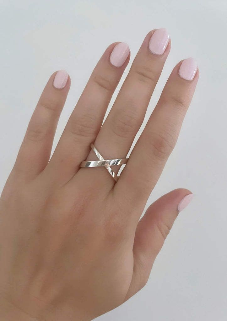 silver crossover ring