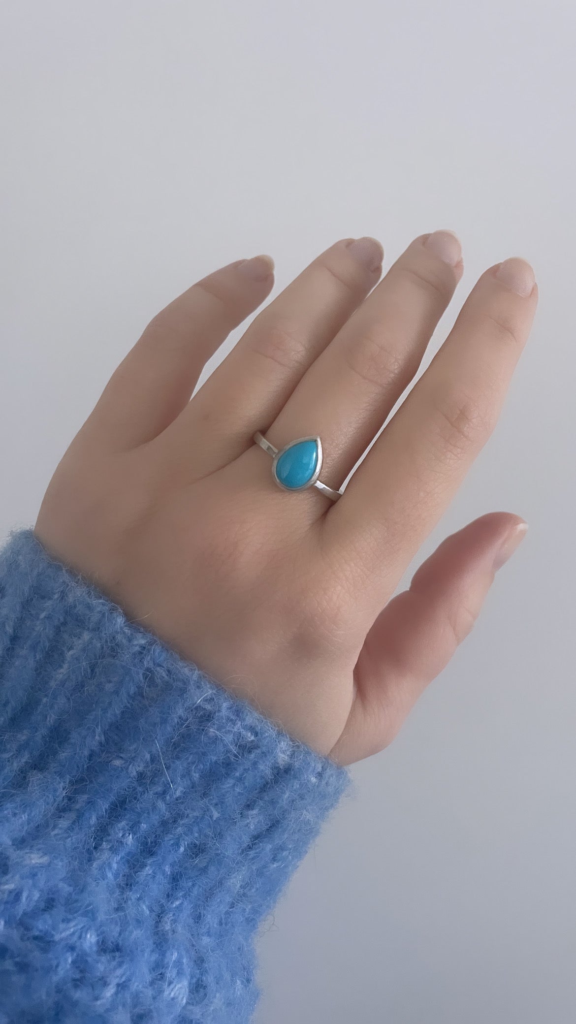 pear-shaped stone ring - turquoise with 925 silver