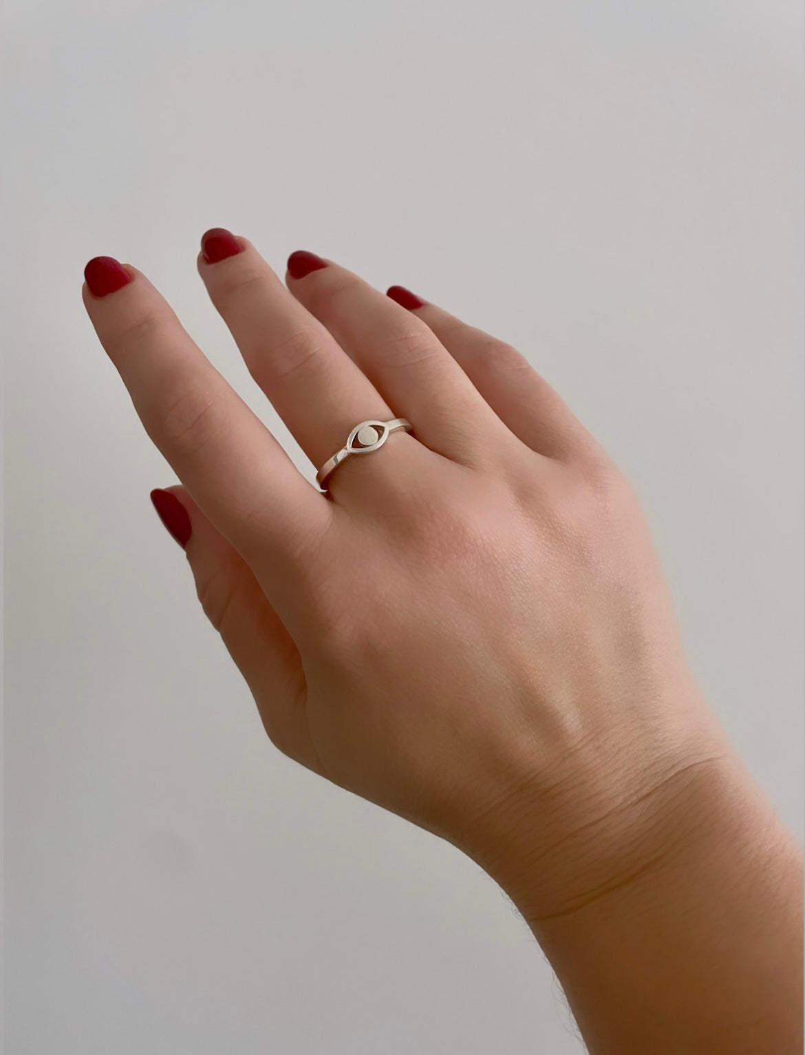 silver evil eye ring