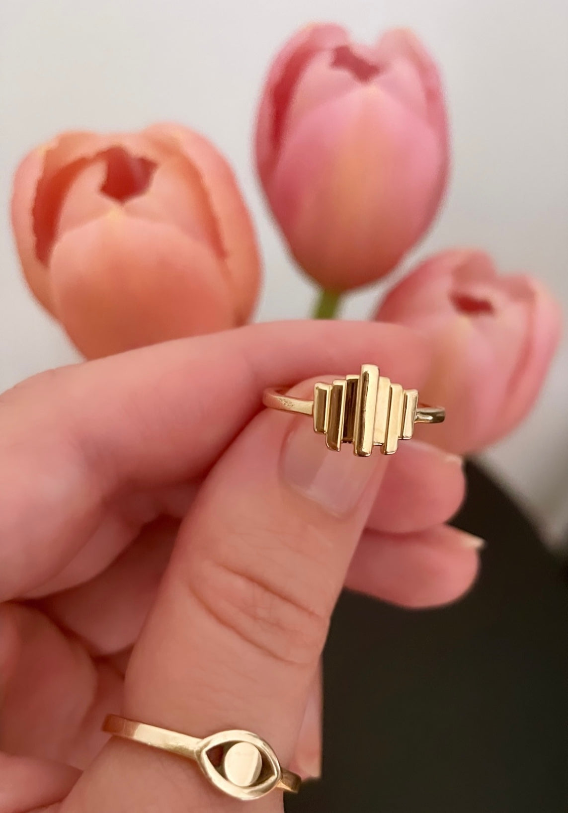solid 14k gold art deco ring