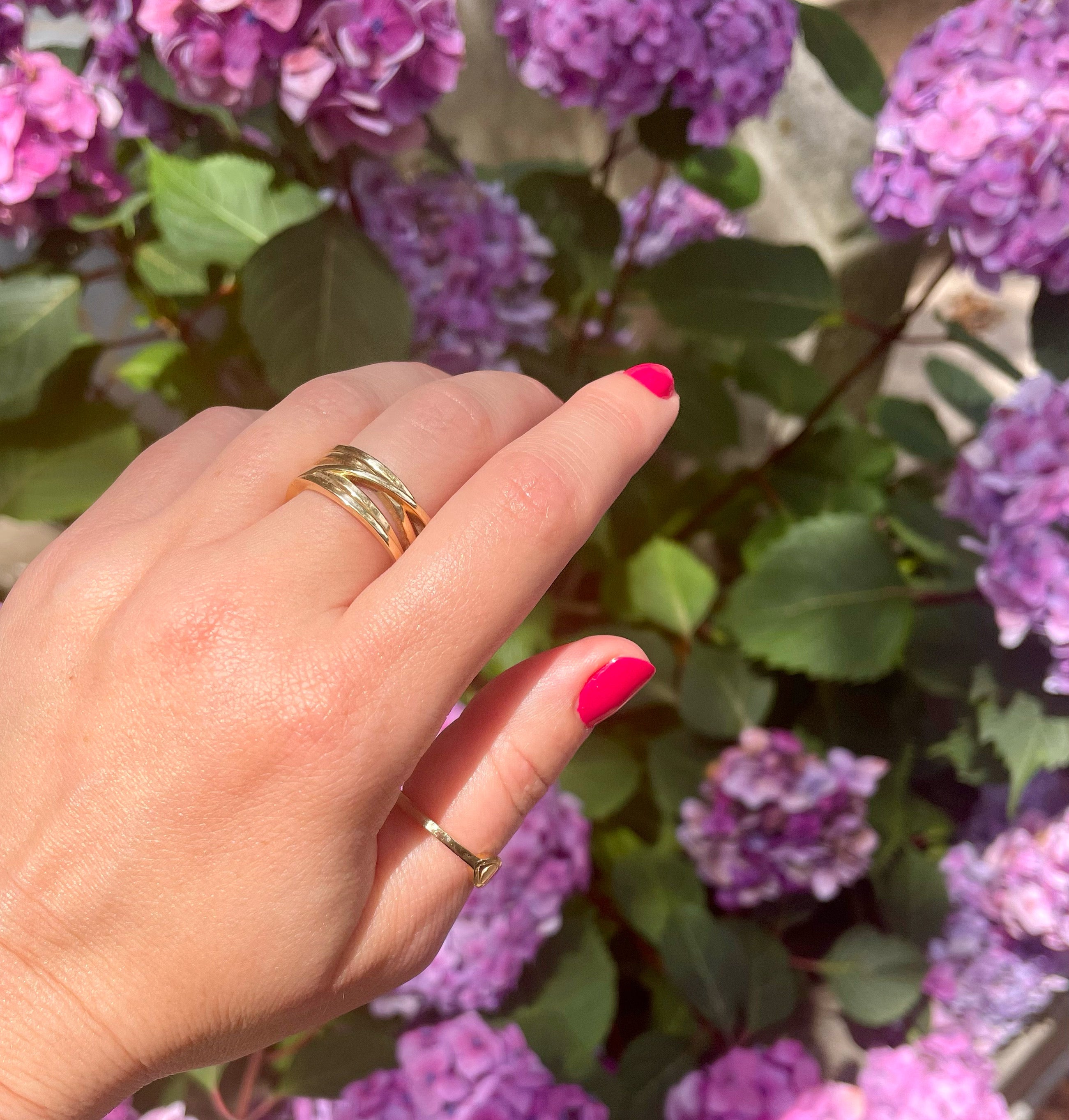 solid 14k gold orbit ring