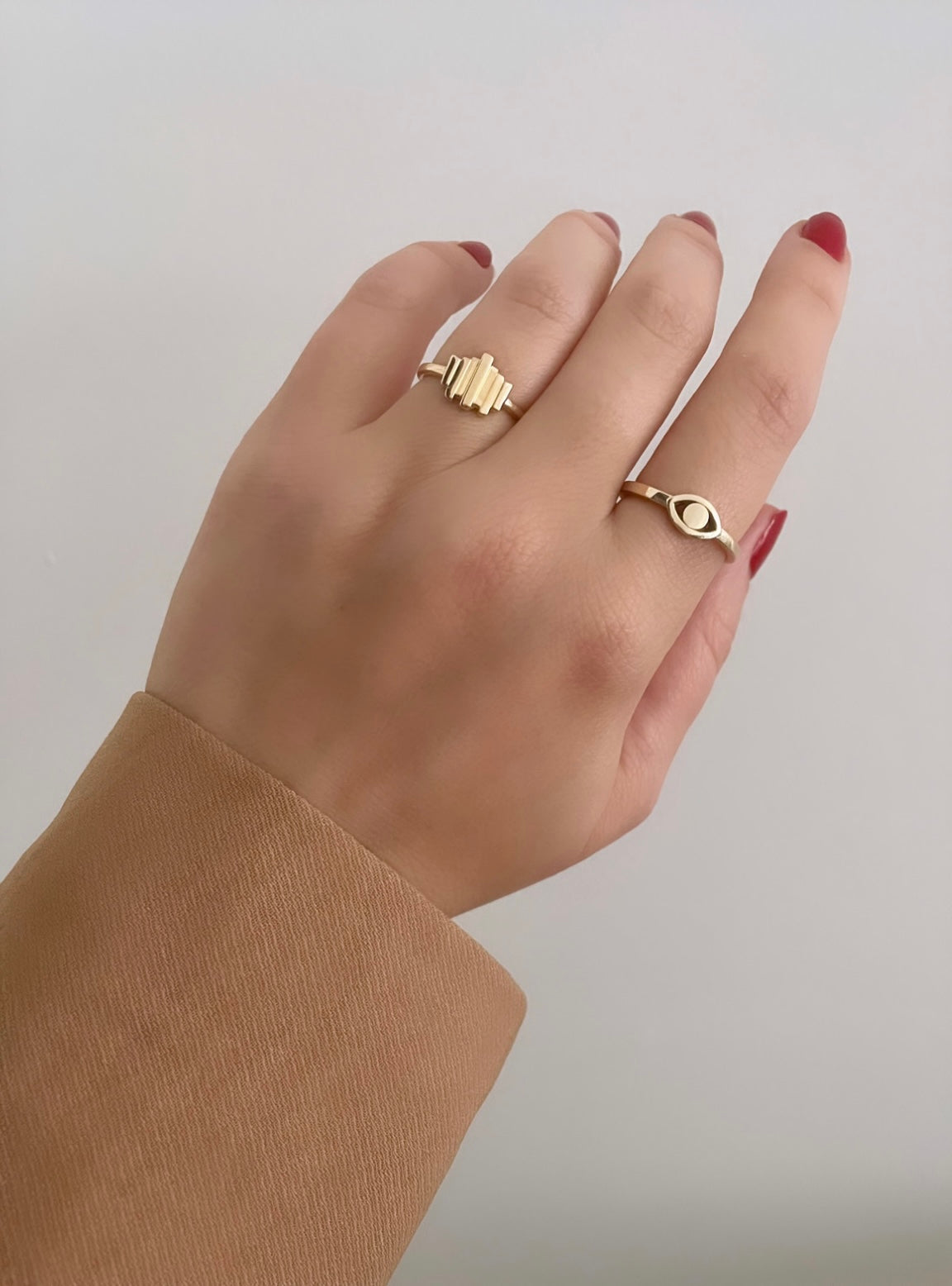 solid 14k gold evil eye ring