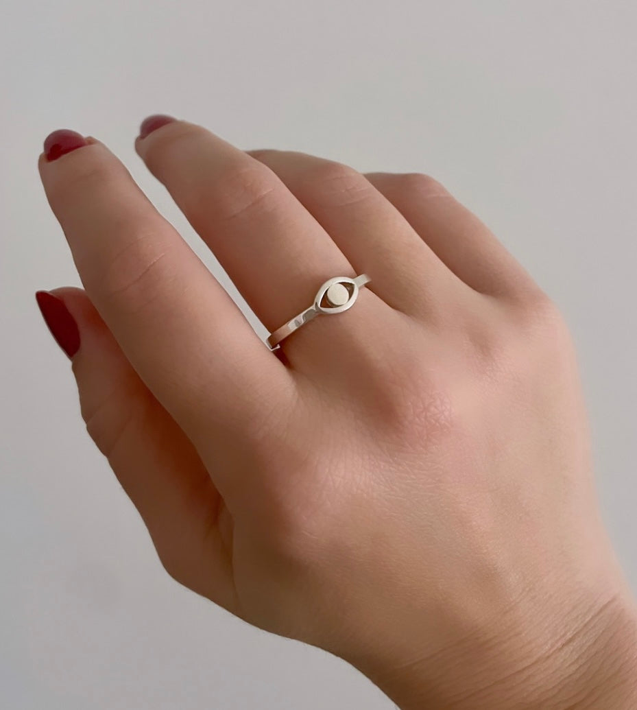 silver evil eye ring