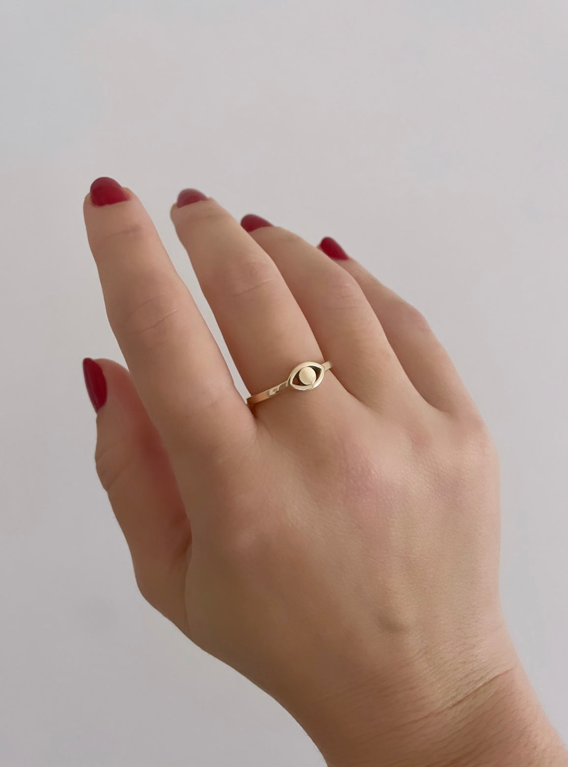 solid 14k gold evil eye ring