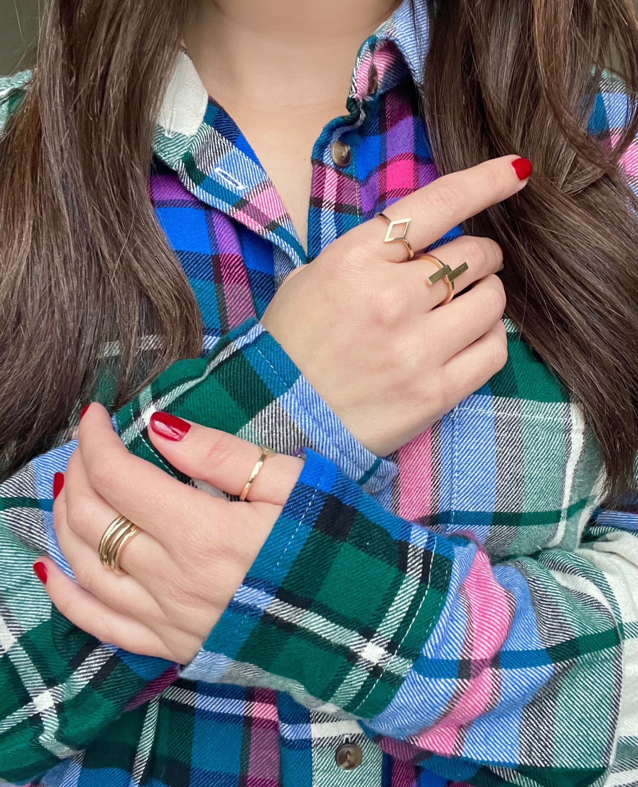 solid 14k gold double bar ring