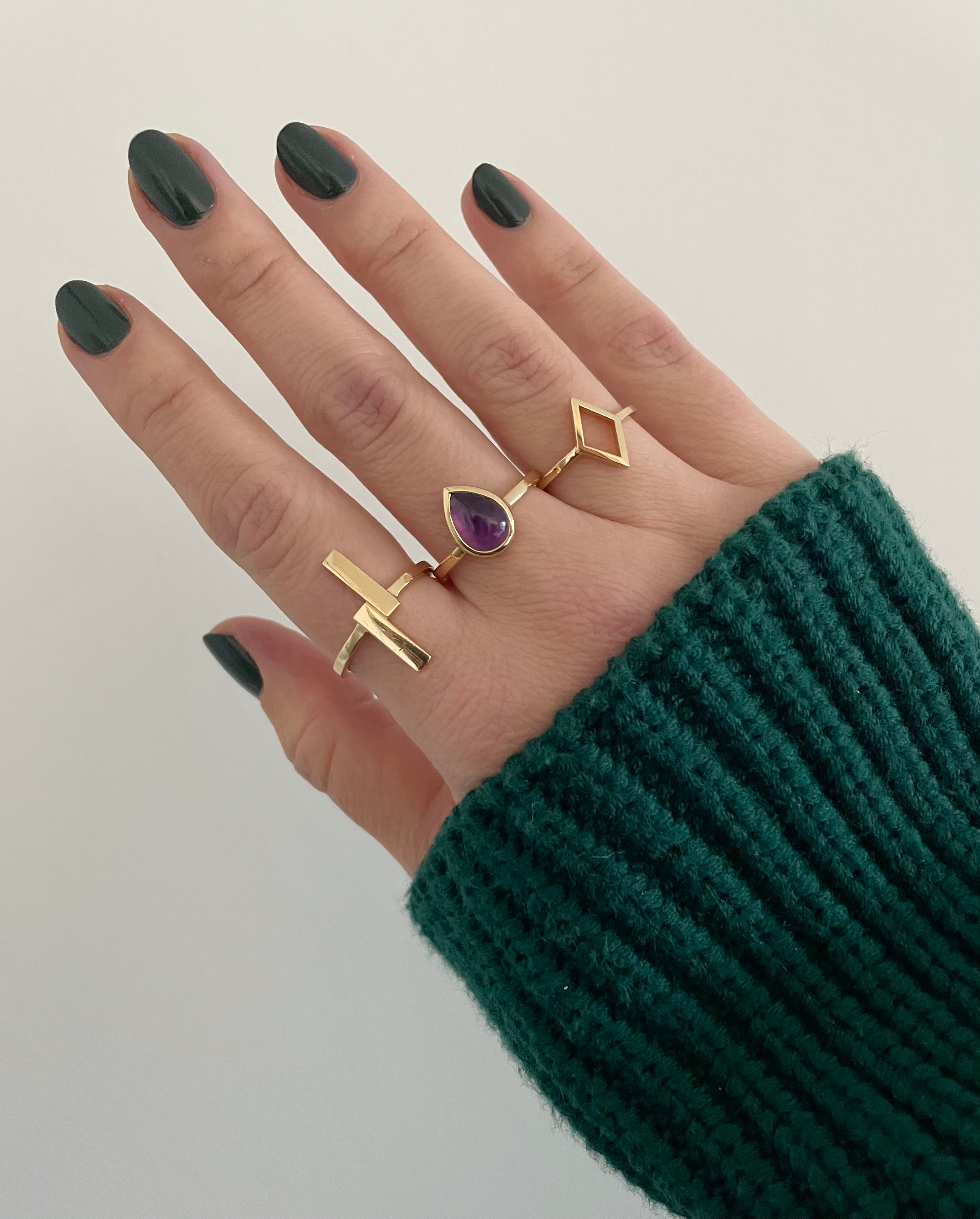 solid 14k gold double bar ring