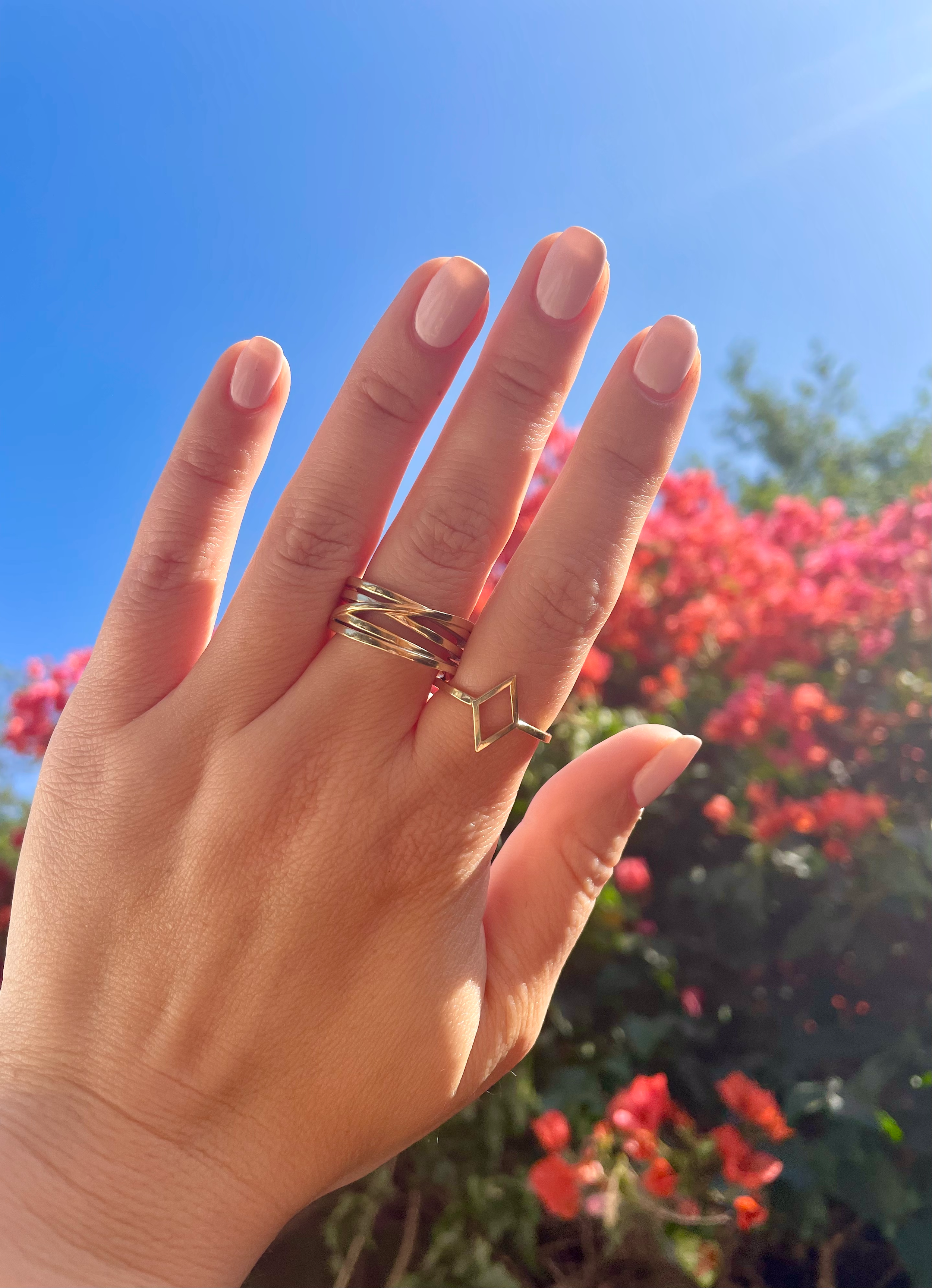 solid 14k gold diamond outline ring