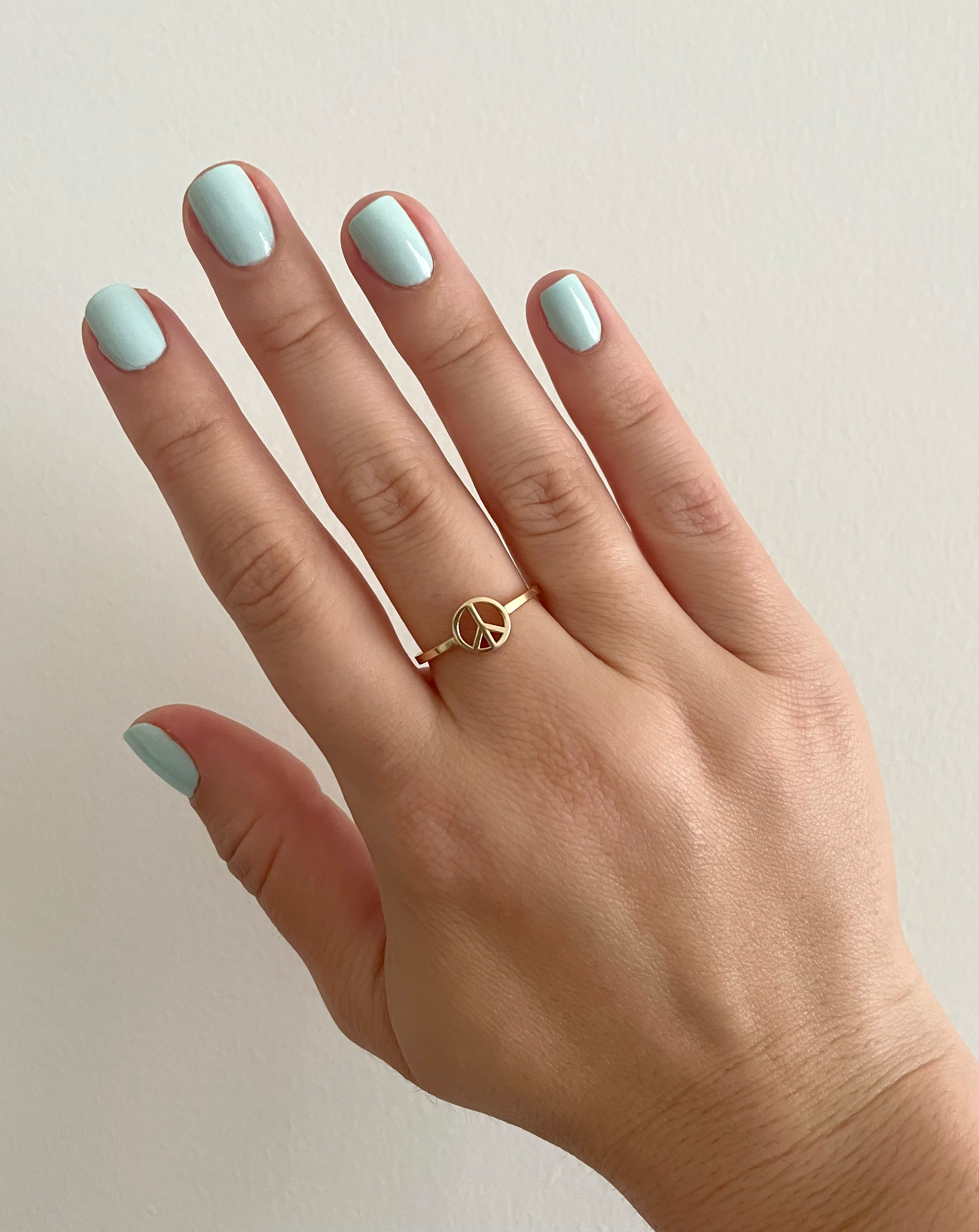 solid 14k gold peace sign ring