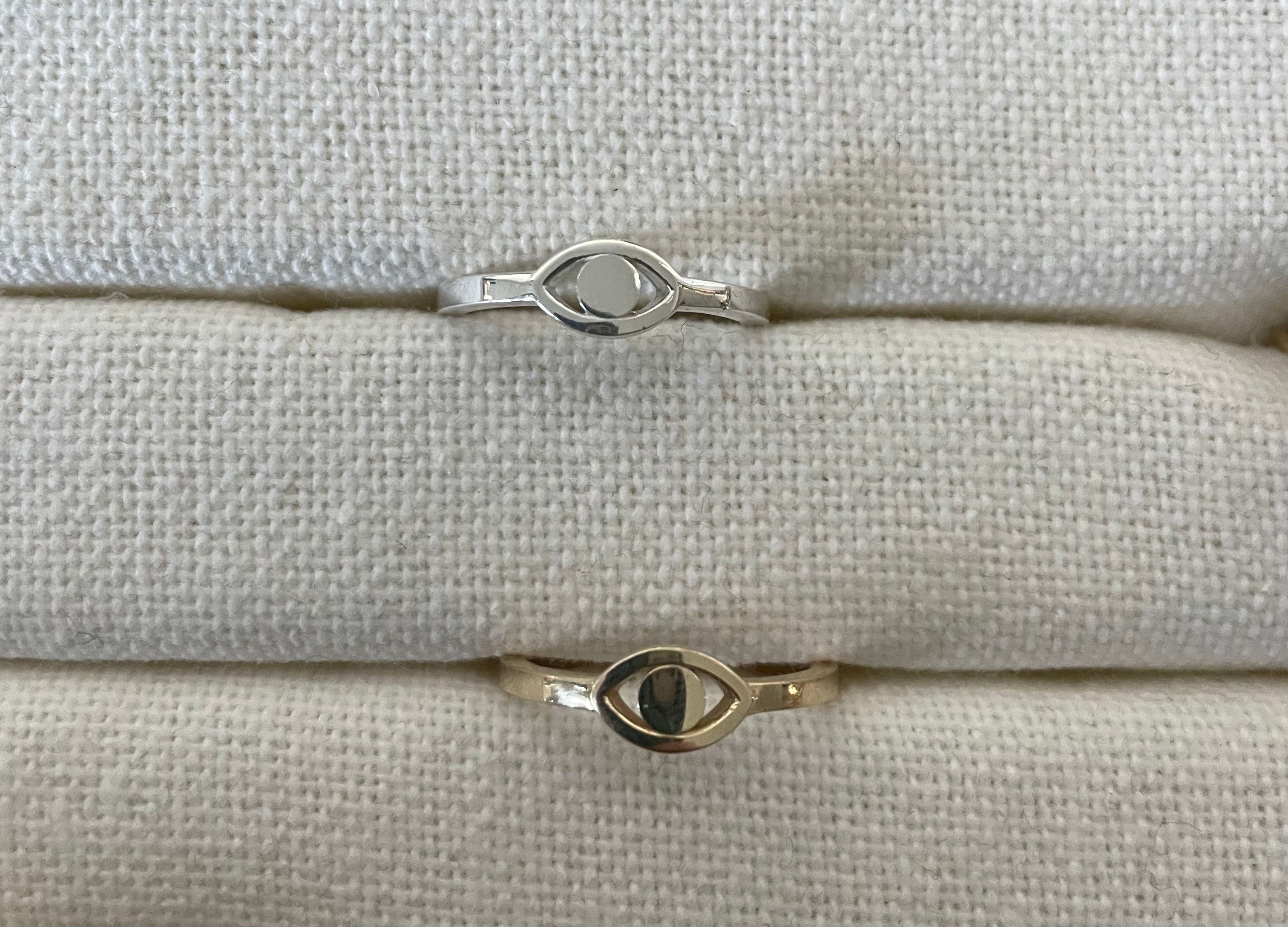 solid 14k gold evil eye ring