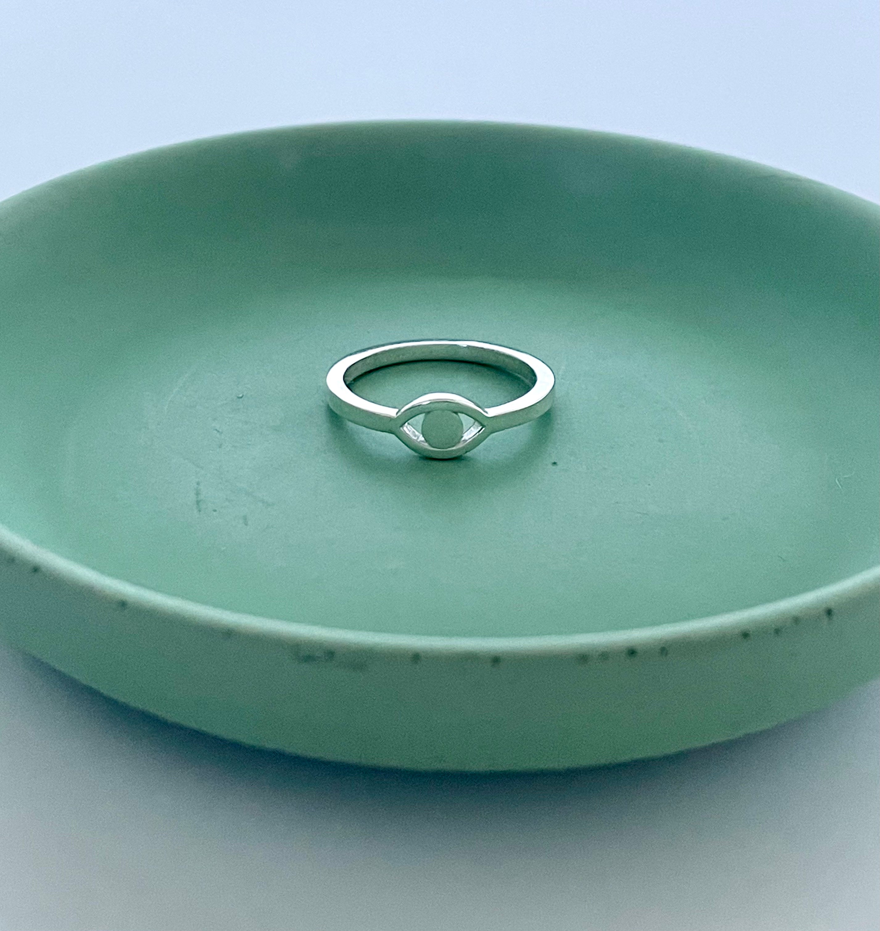 silver evil eye ring