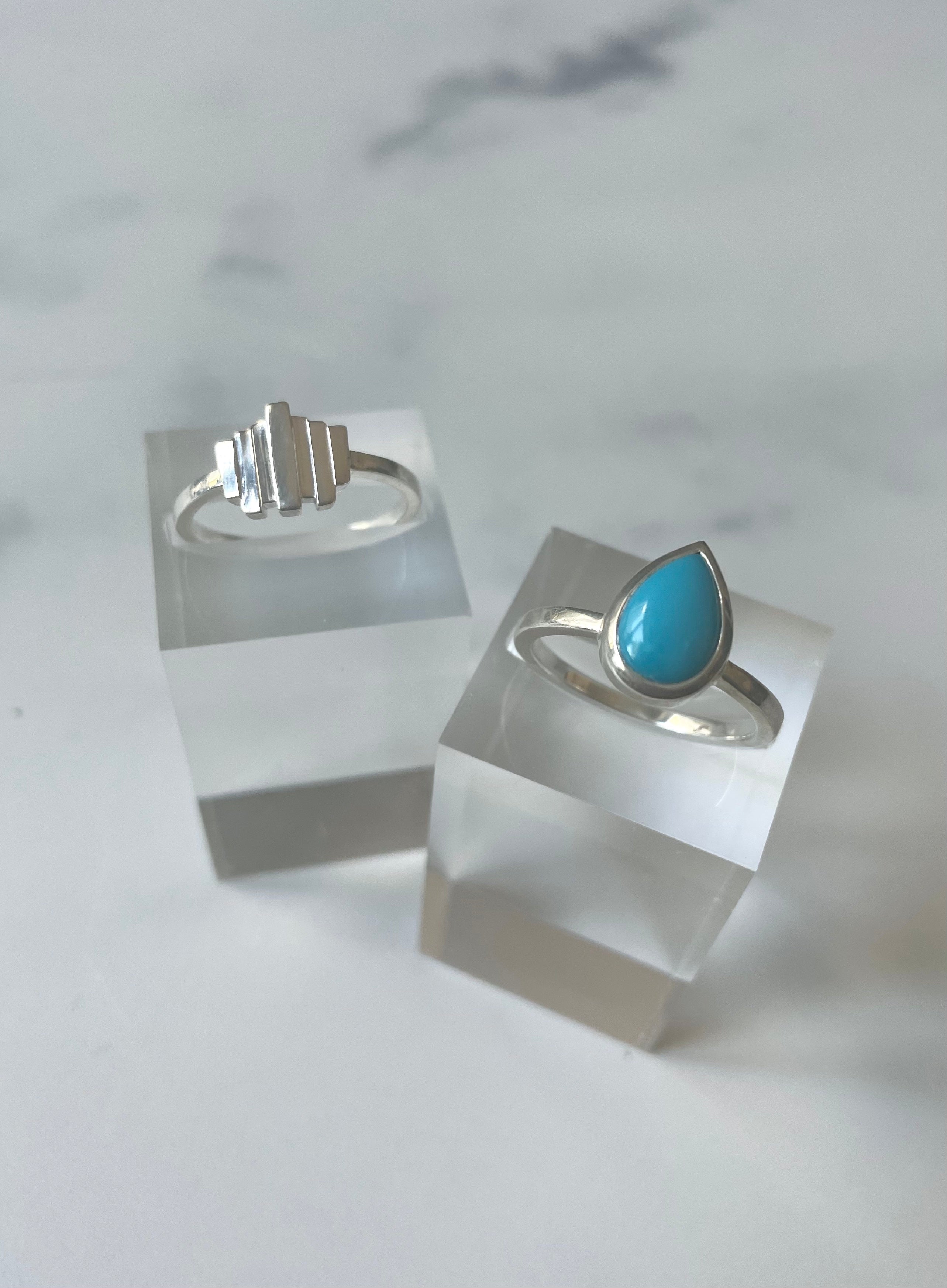 pear-shaped stone ring - turquoise with 925 silver