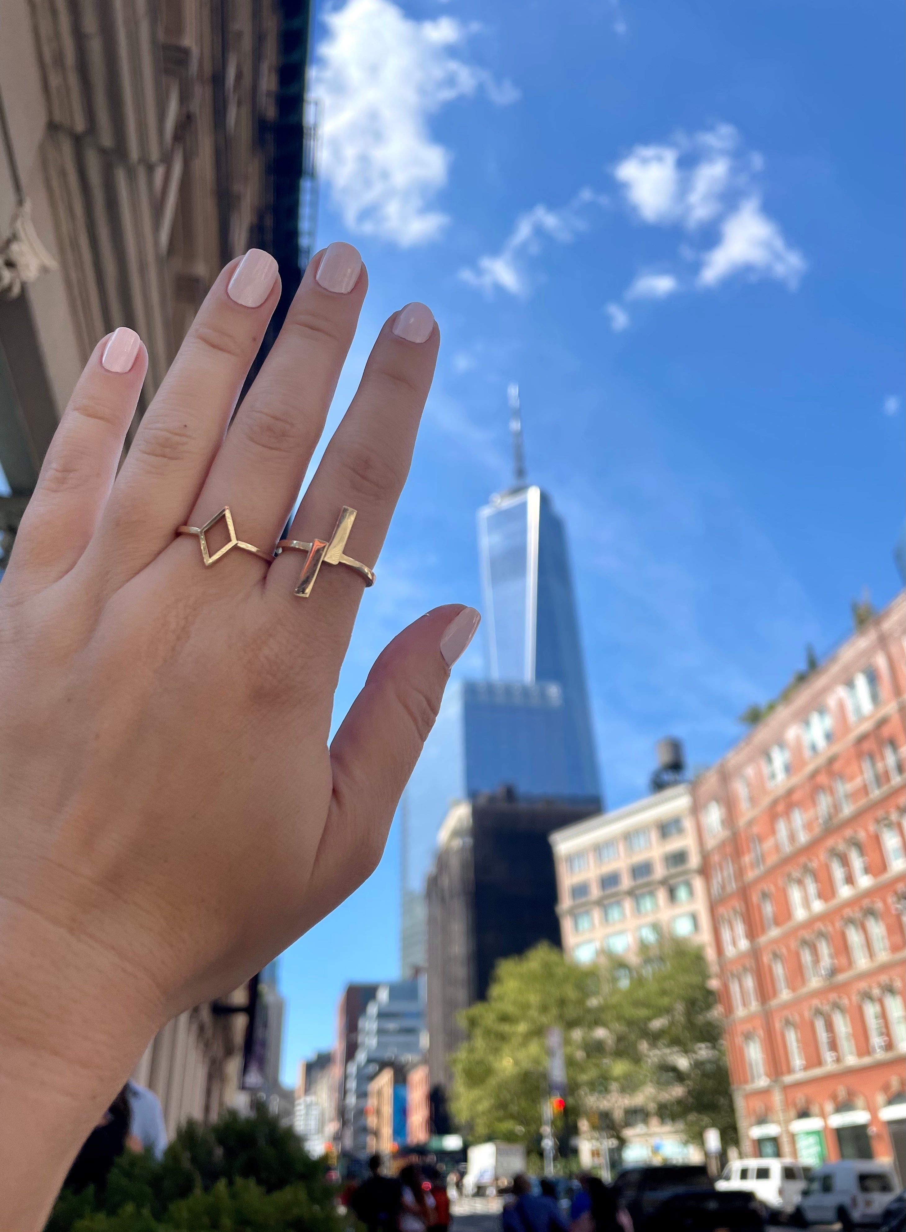 solid 14k gold double bar ring