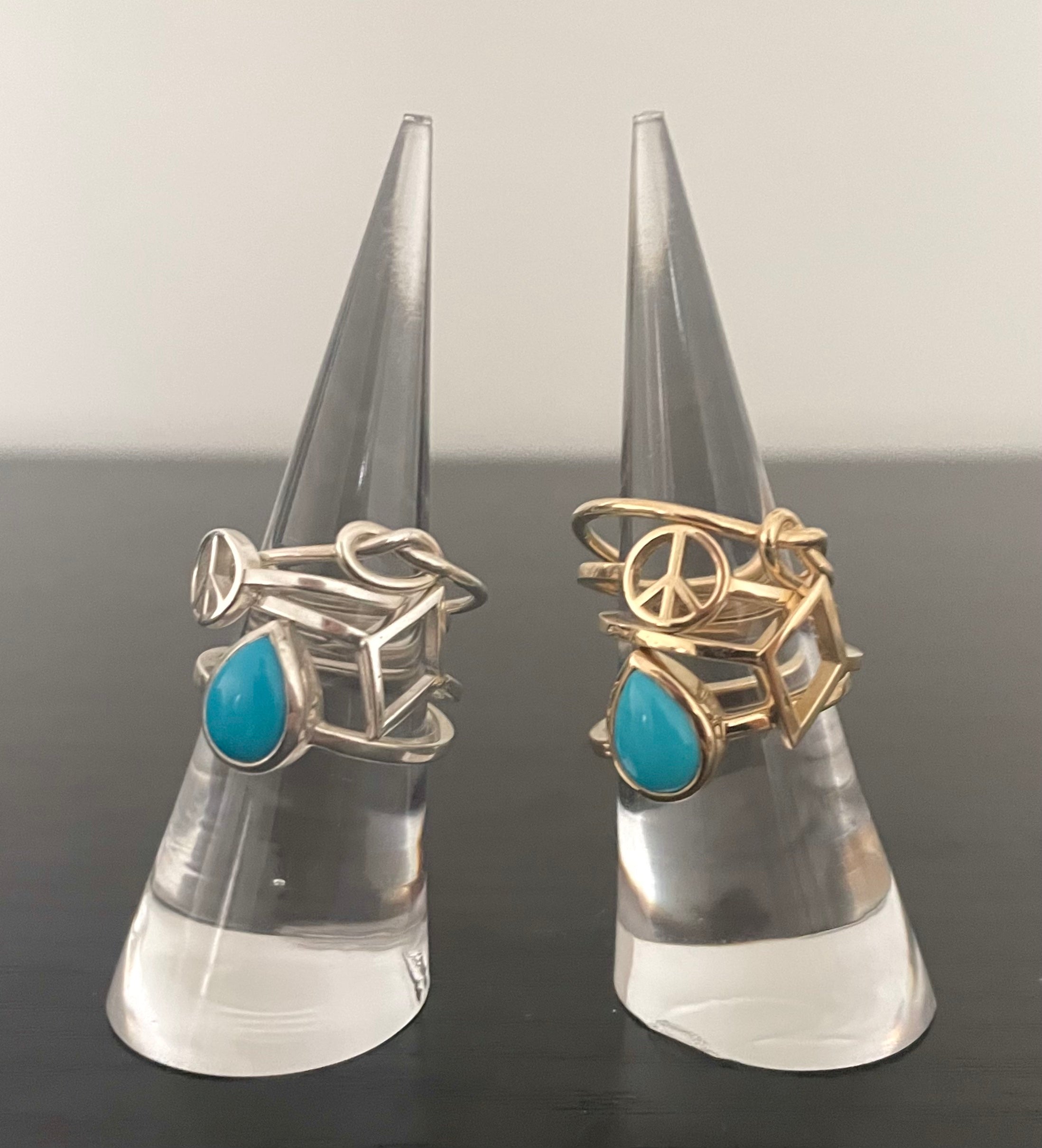 pear-shaped stone ring - turquoise with 925 silver