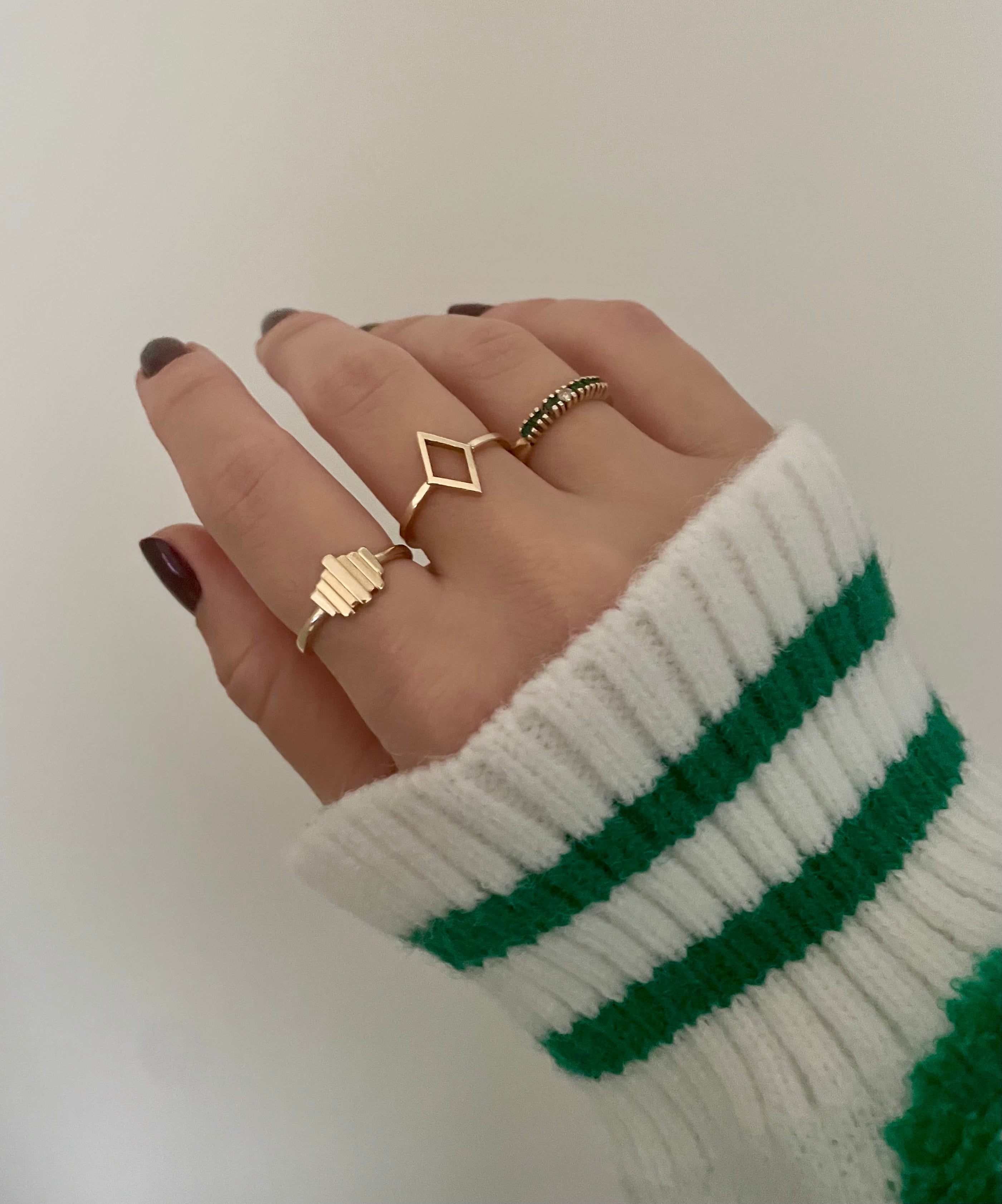 solid 14k gold diamond outline ring
