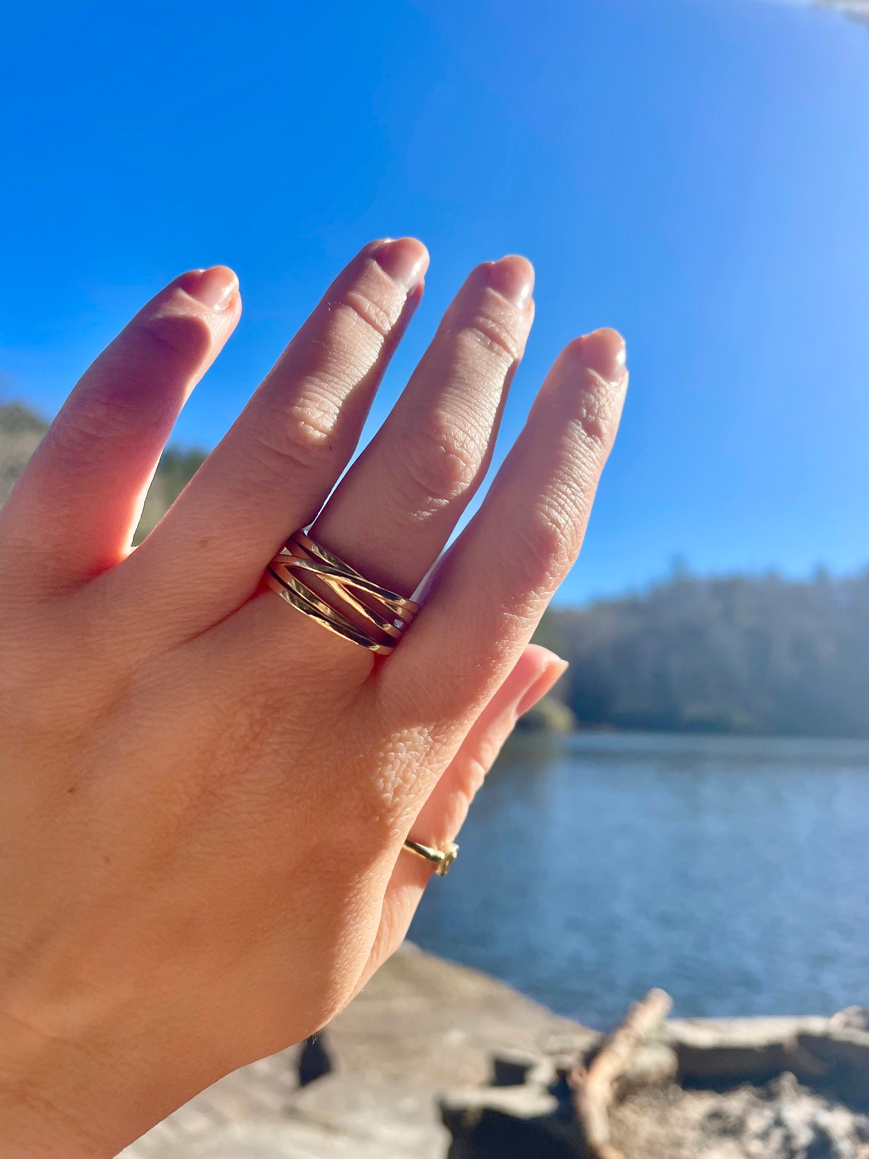 solid 14k gold orbit ring