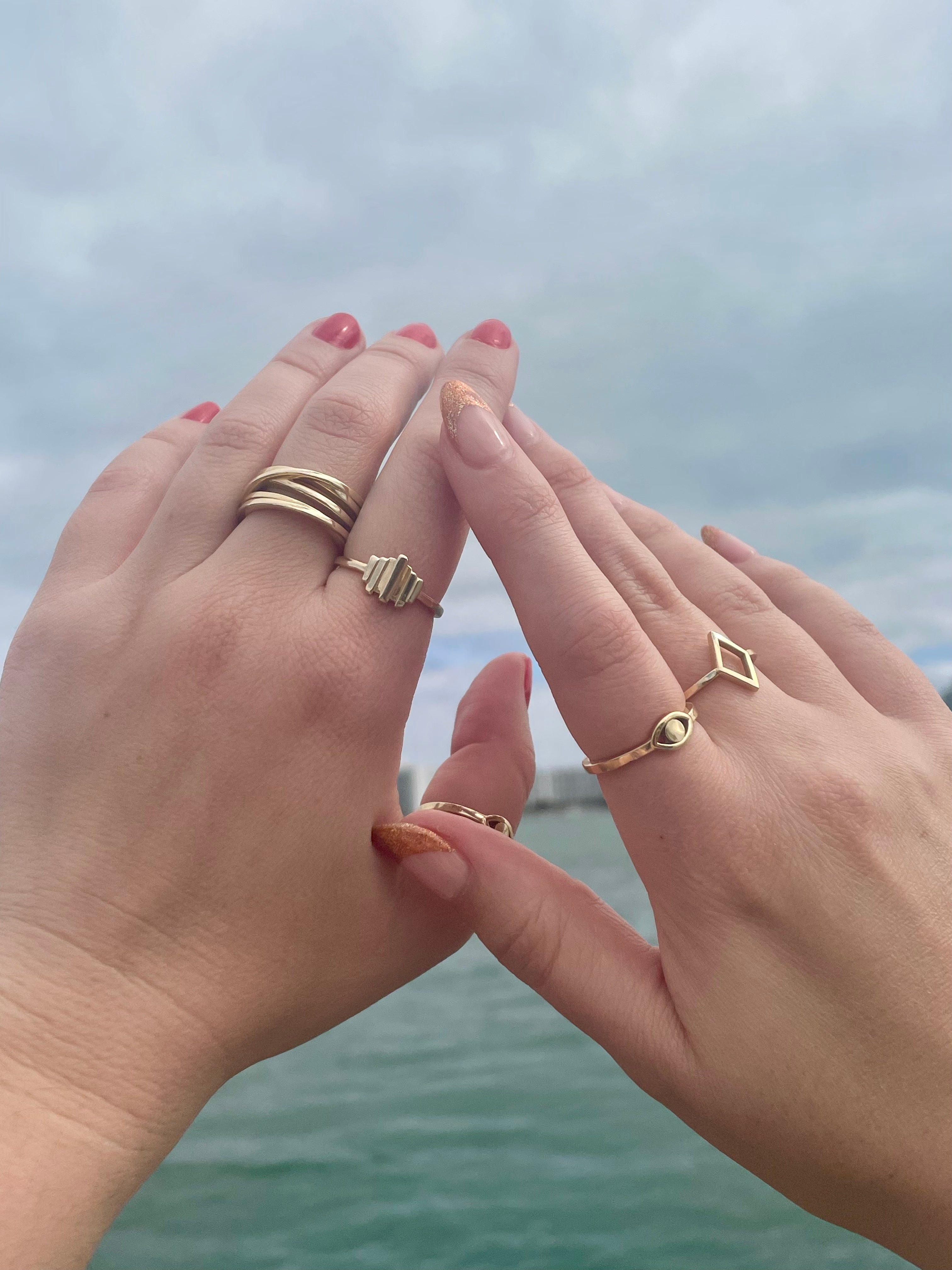 solid 14k gold evil eye ring