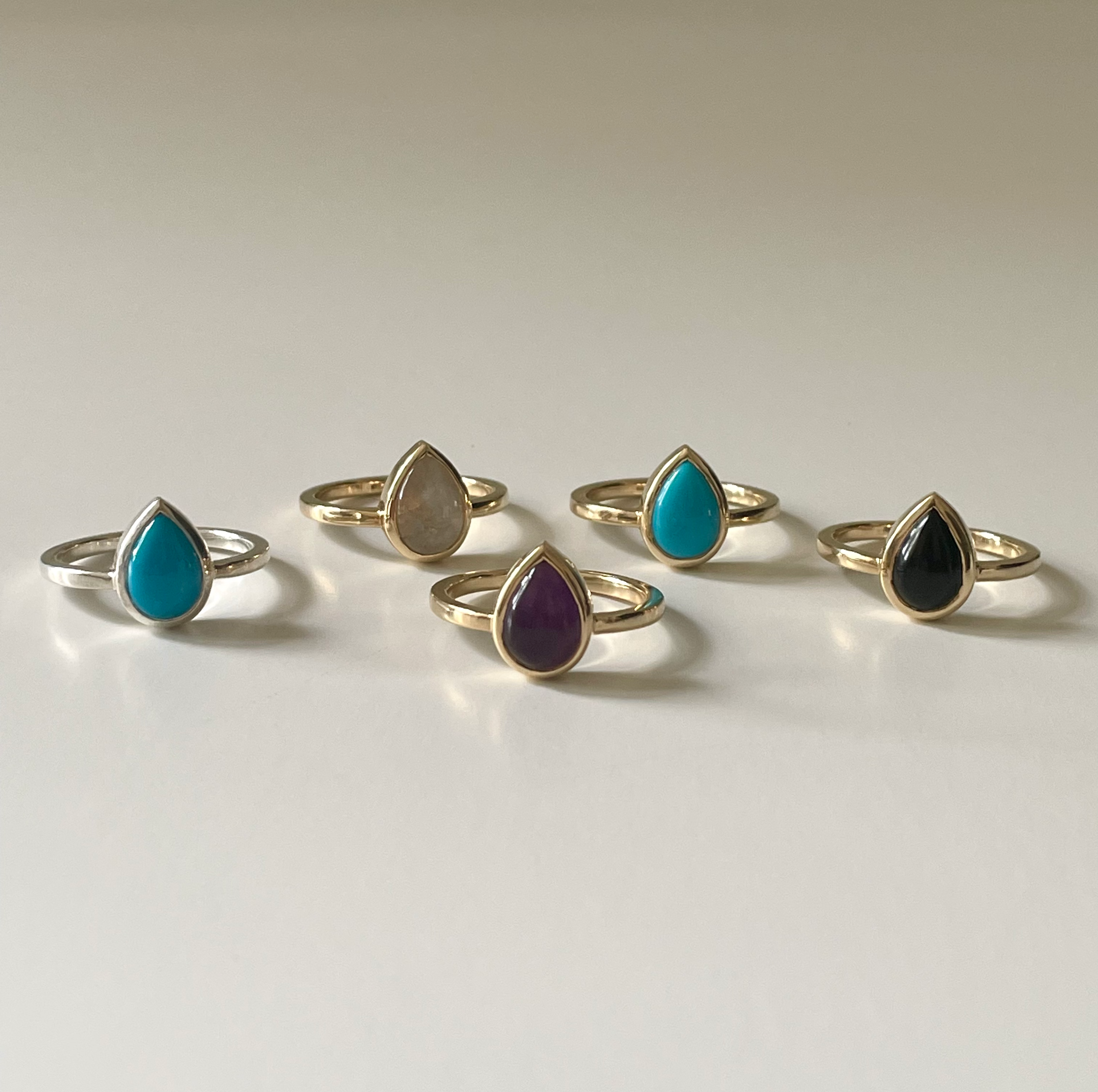 pear-shaped stone ring - turquoise with 925 silver