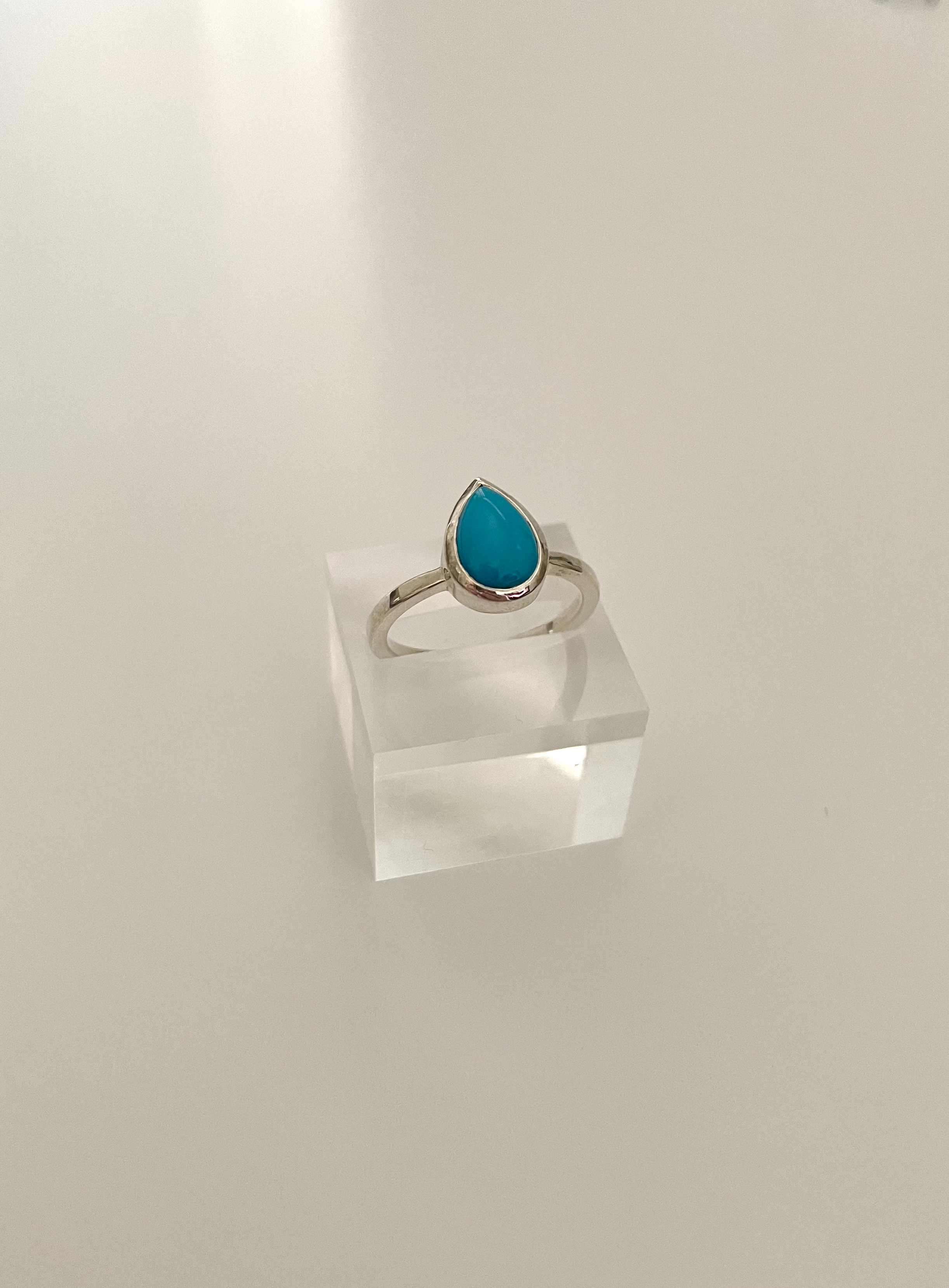 pear-shaped stone ring - turquoise with 925 silver