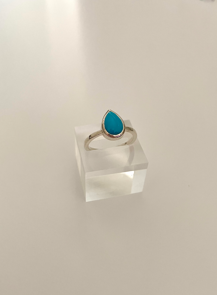 pear-shaped stone ring - turquoise with 925 silver