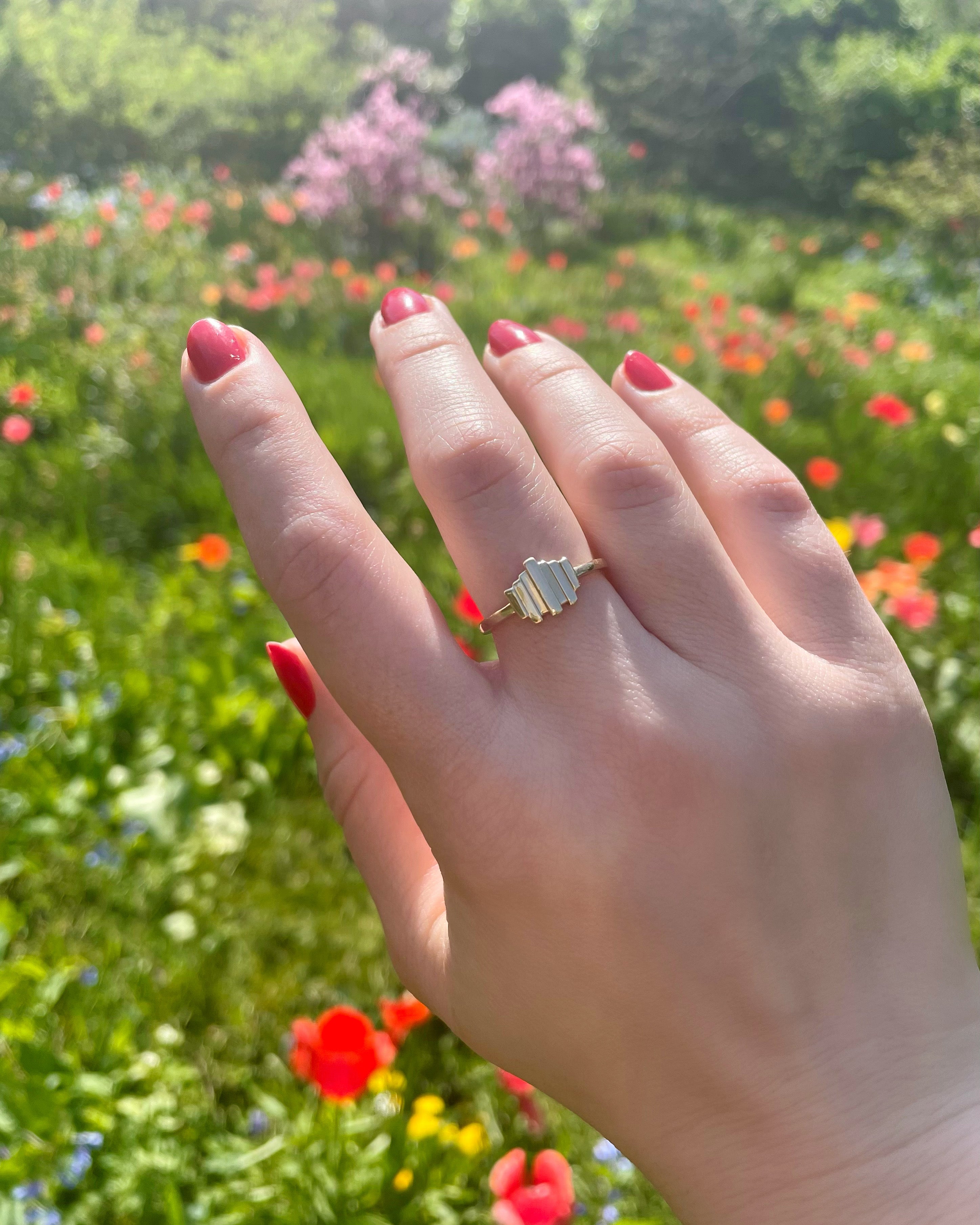 the gold art deco ring is made with durable and hypoallergenic solid 14k gold