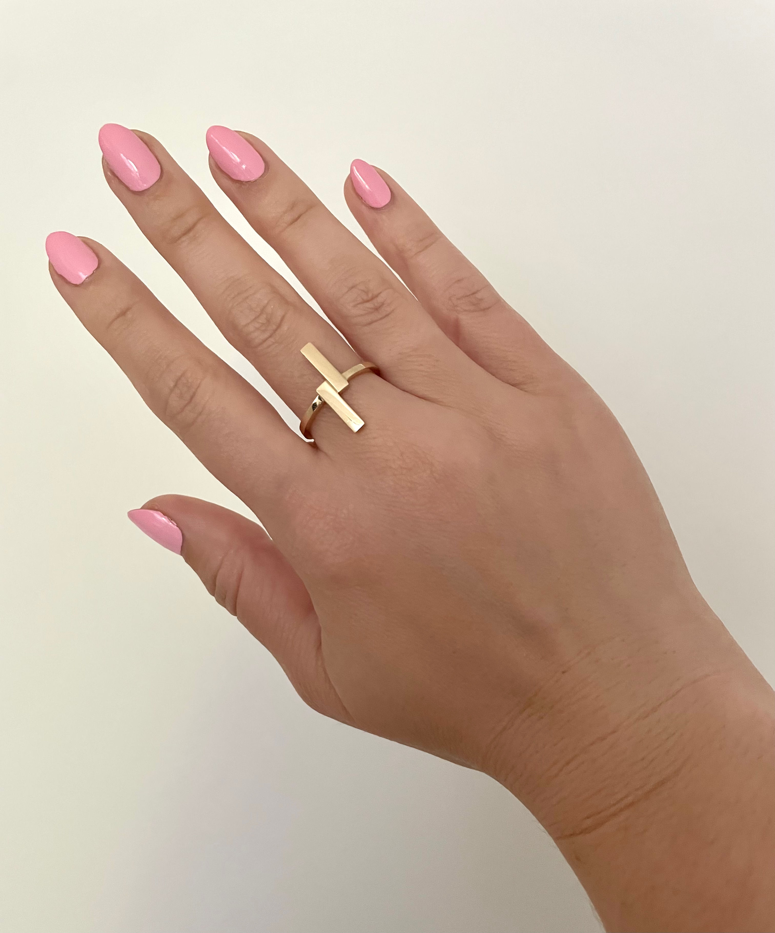 solid 14k gold double bar ring