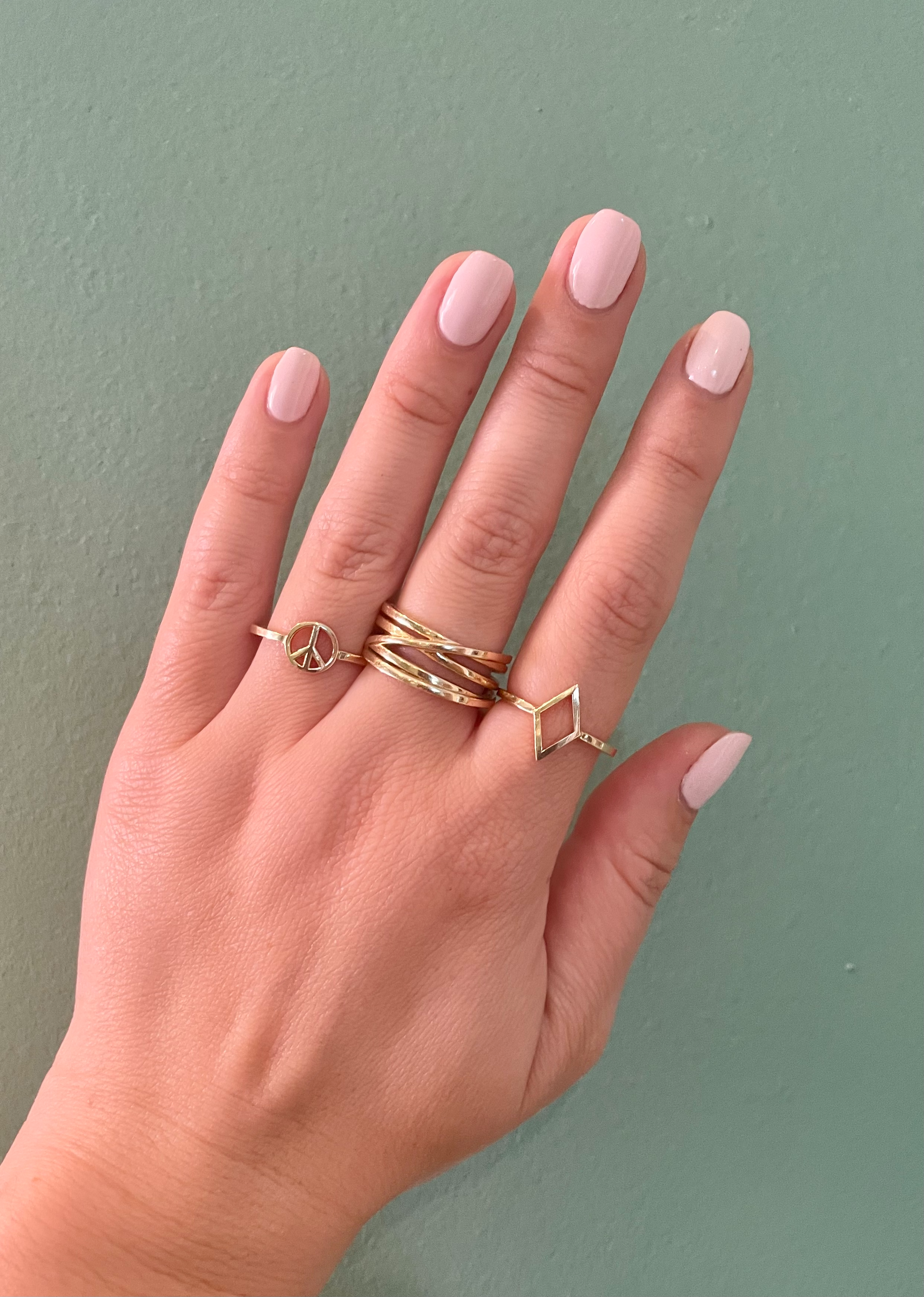 solid 14k gold peace sign ring