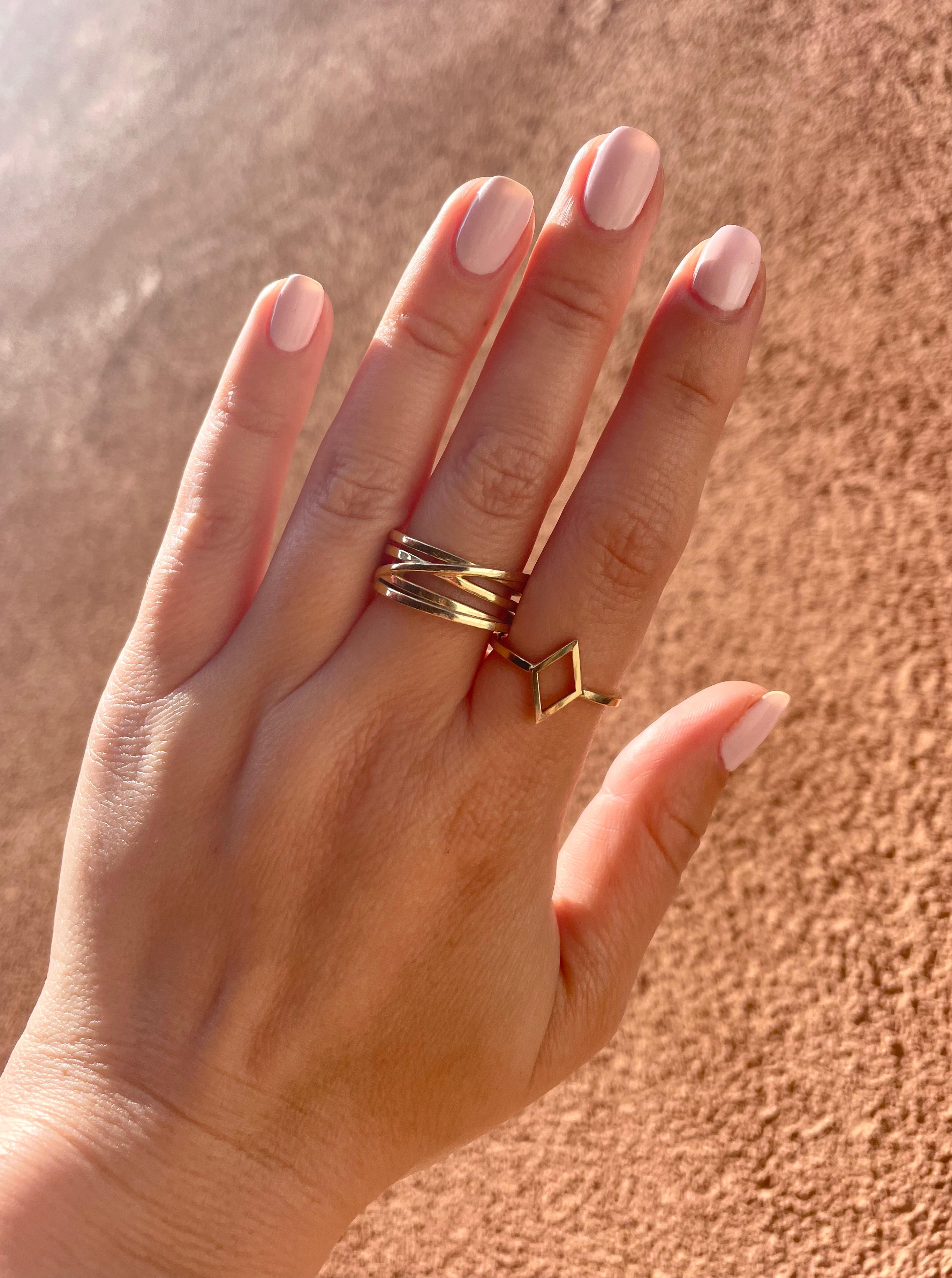 solid 14k gold orbit ring