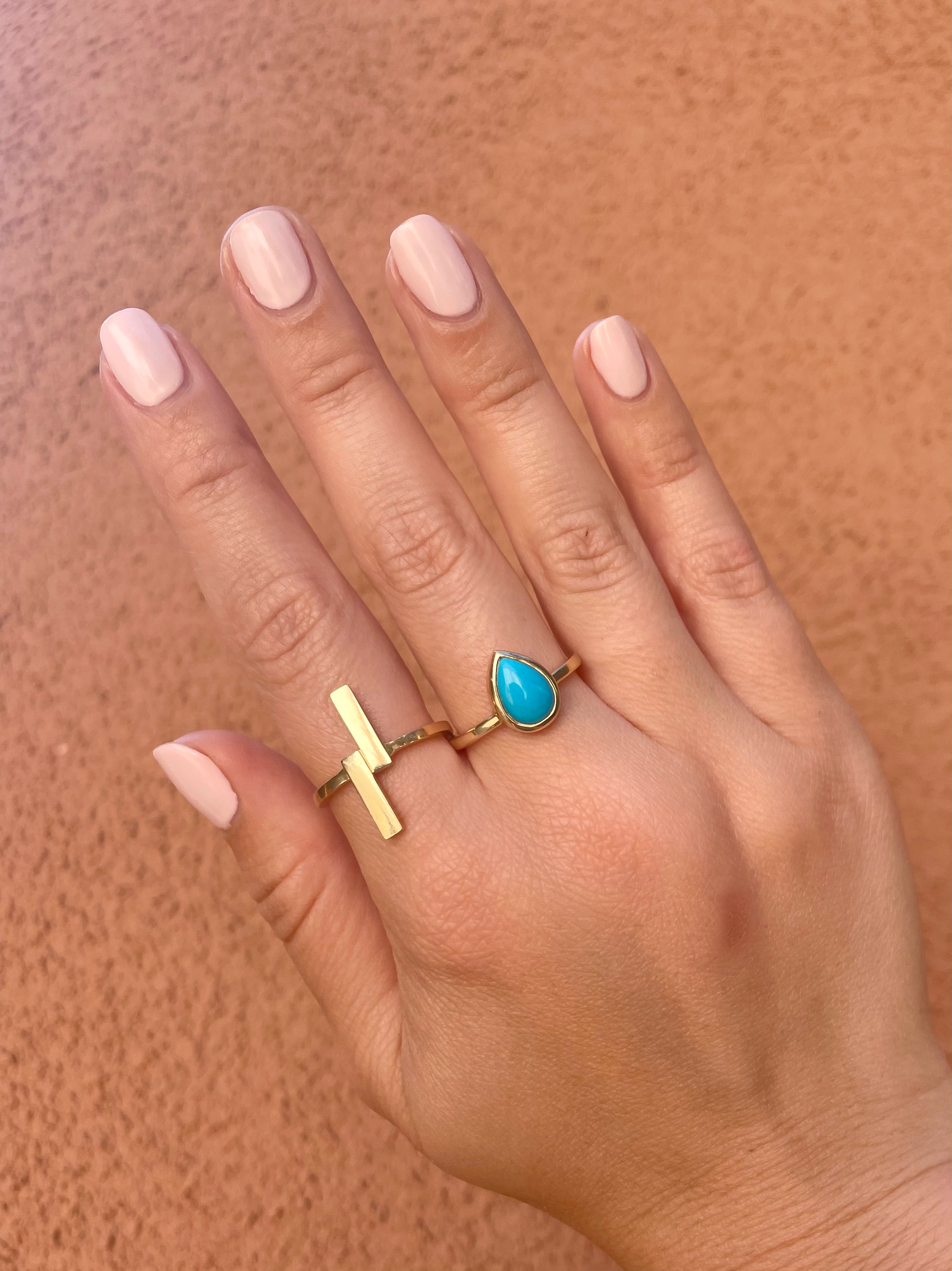 solid 14k gold double bar ring