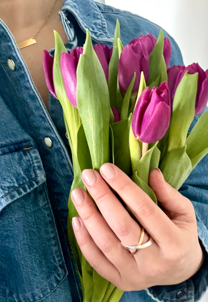 the mixed metal crossover ring - 925 silver over solid 14k gold