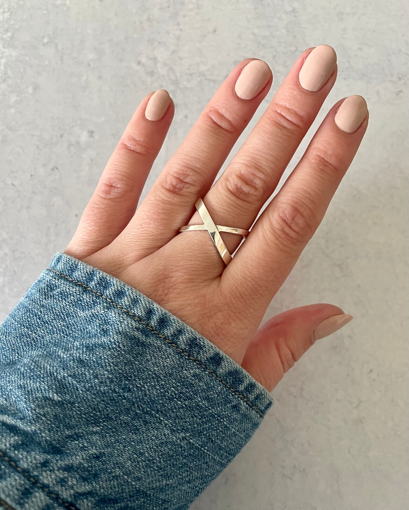 silver crossover ring