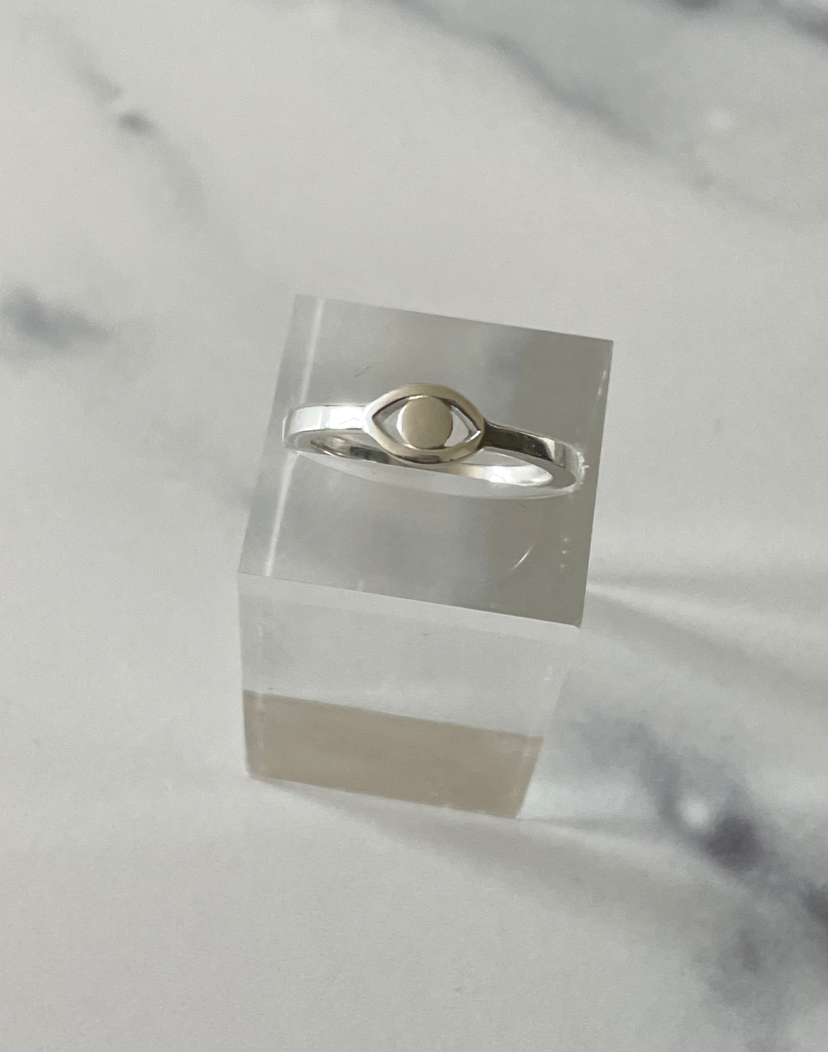 silver evil eye ring