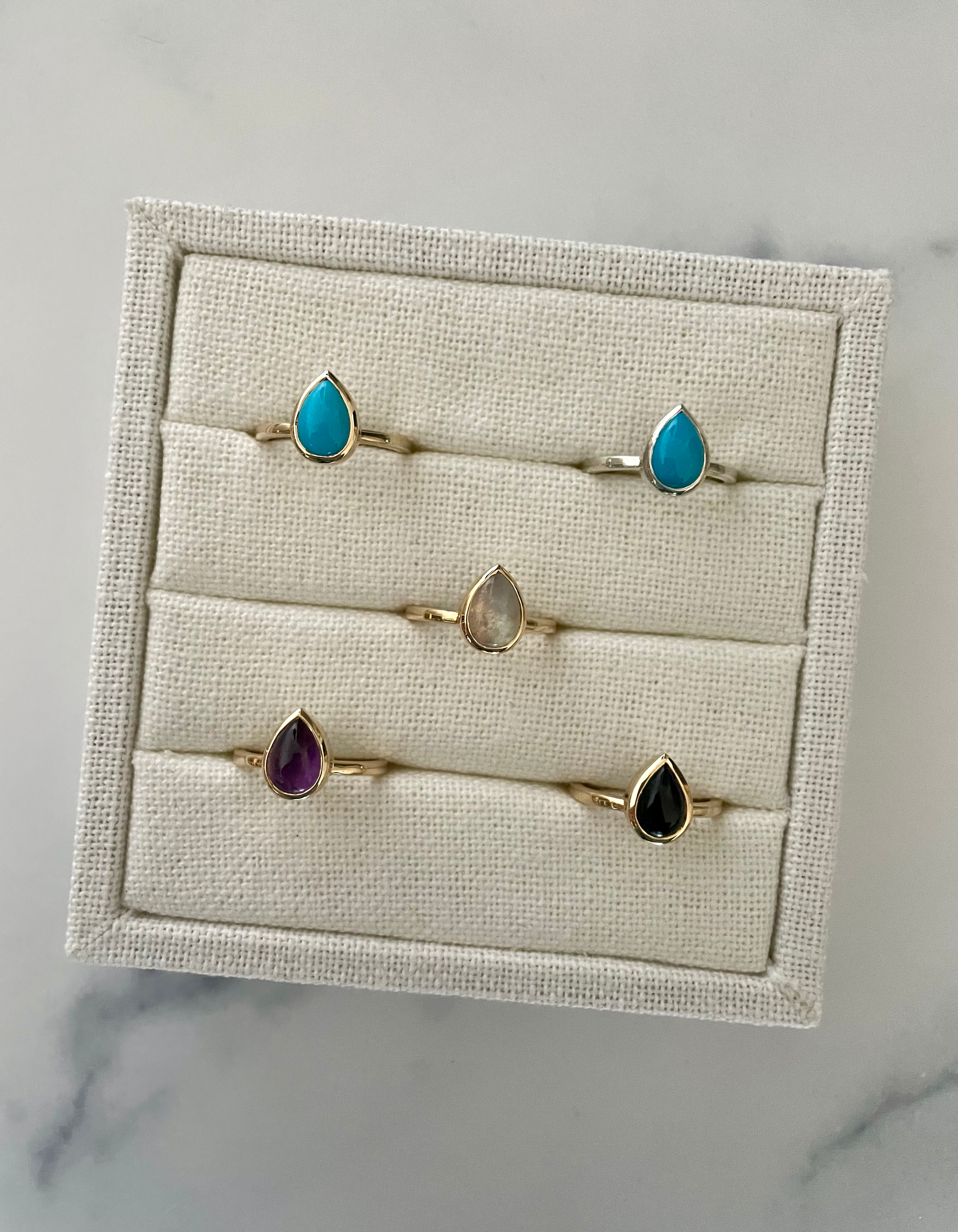pear-shaped stone ring - turquoise with 925 silver