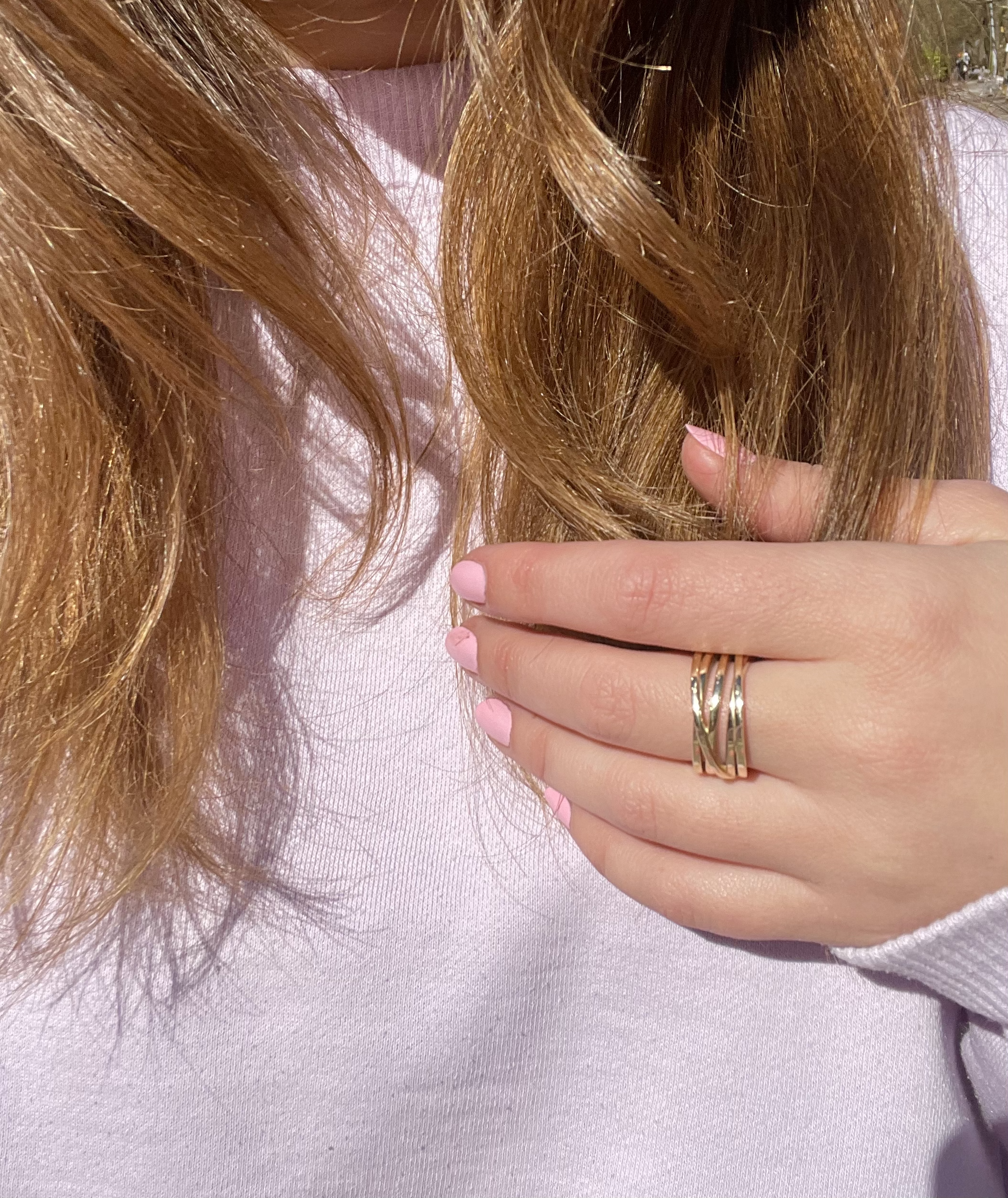 solid 14k gold orbit ring