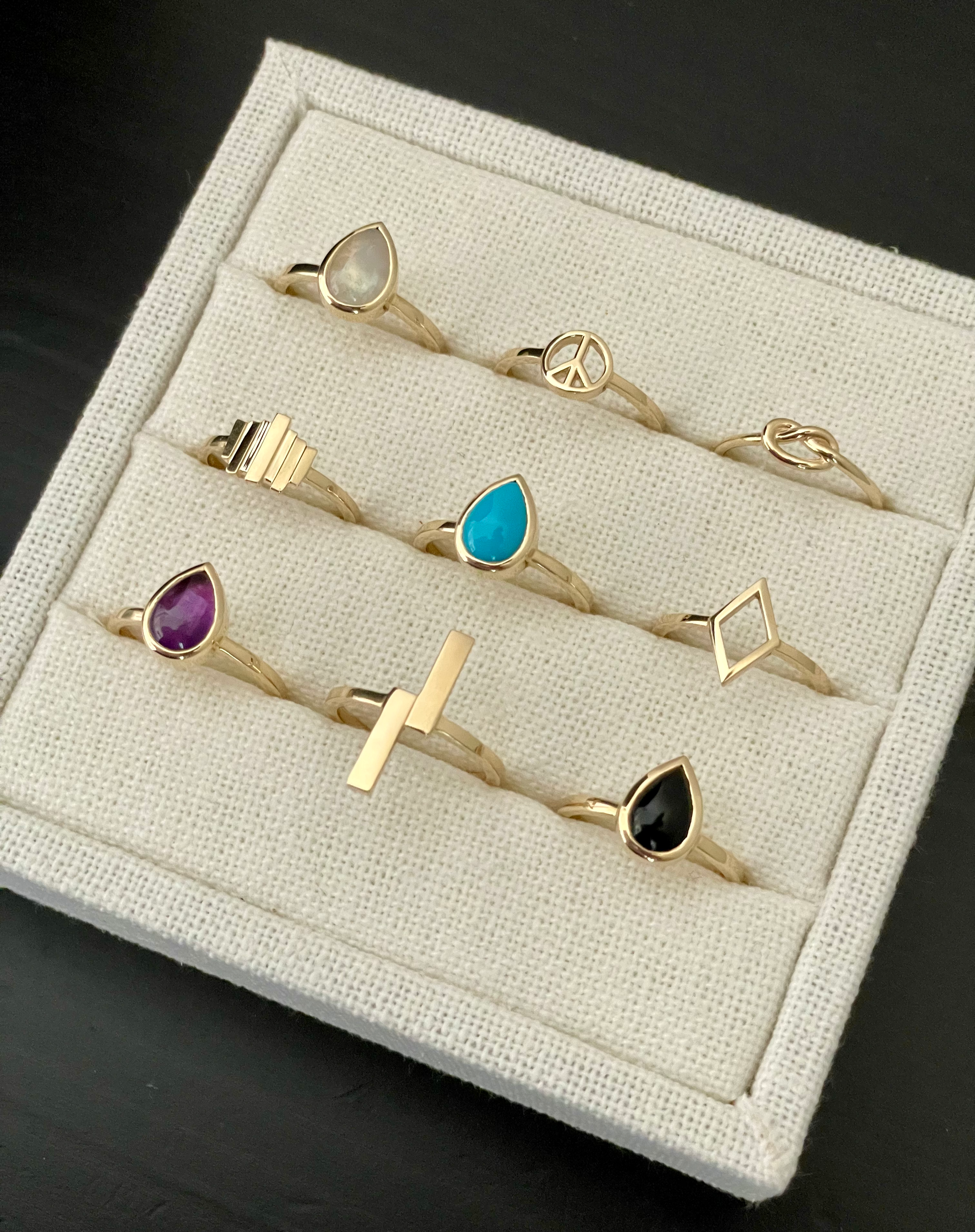 solid 14k gold double bar ring