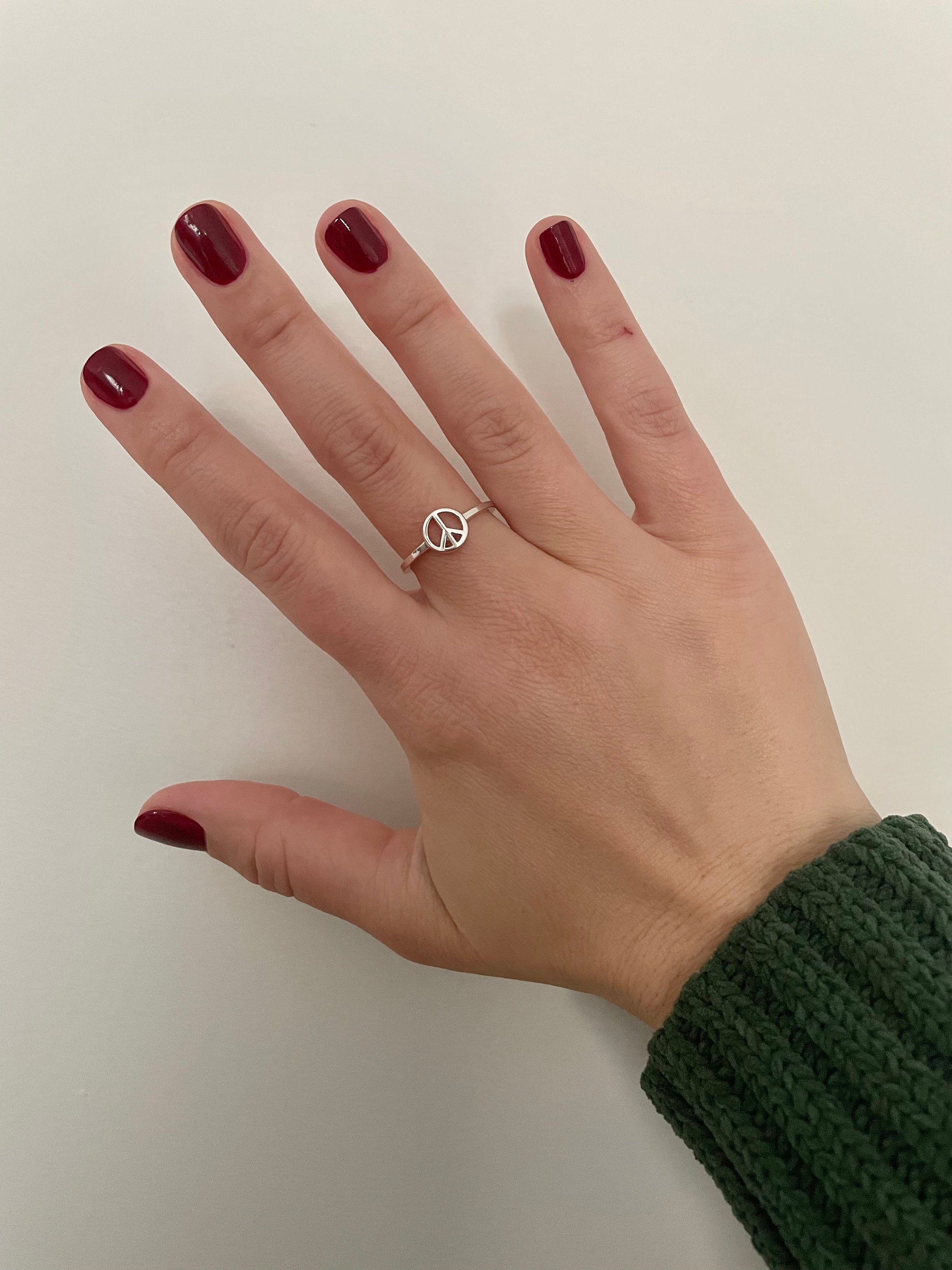 silver peace sign ring