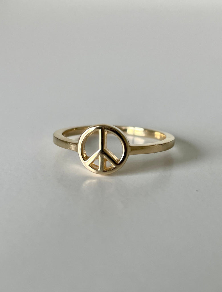 Gold Peace Ring / Peace Sign Ring / Solid 9ct Gold Ring / Boho - Etsy