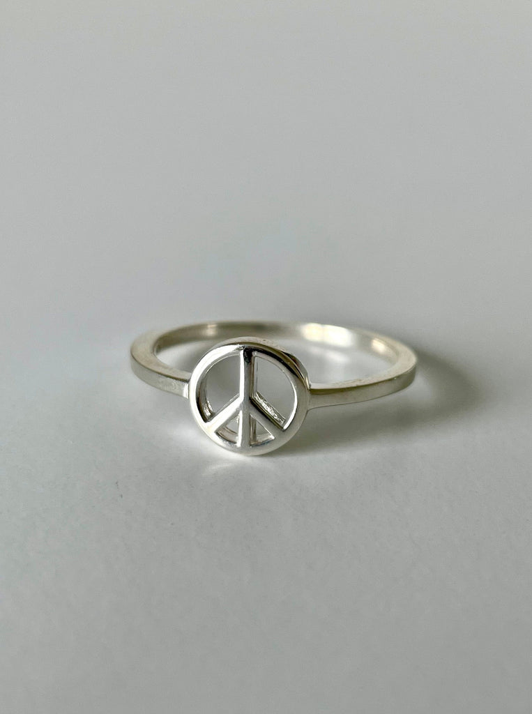 925 silver peace sign ring