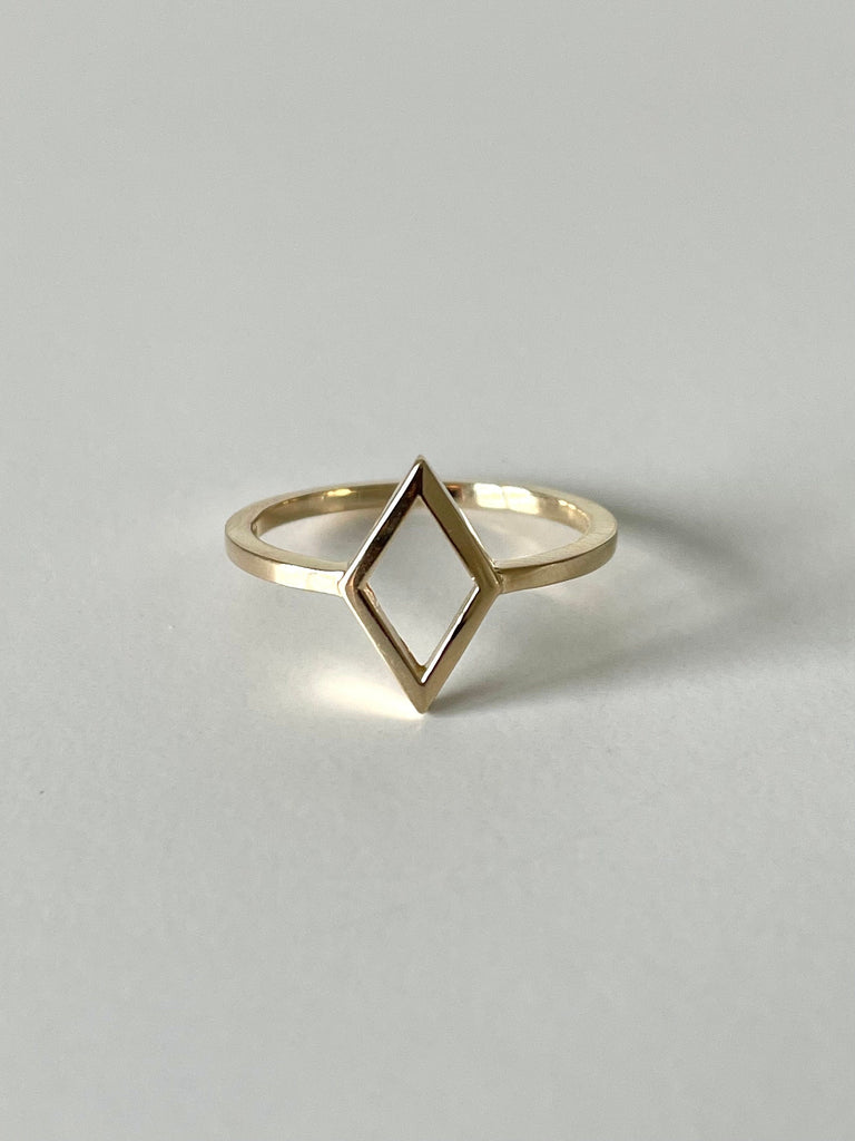 solid 14k gold diamond outline ring