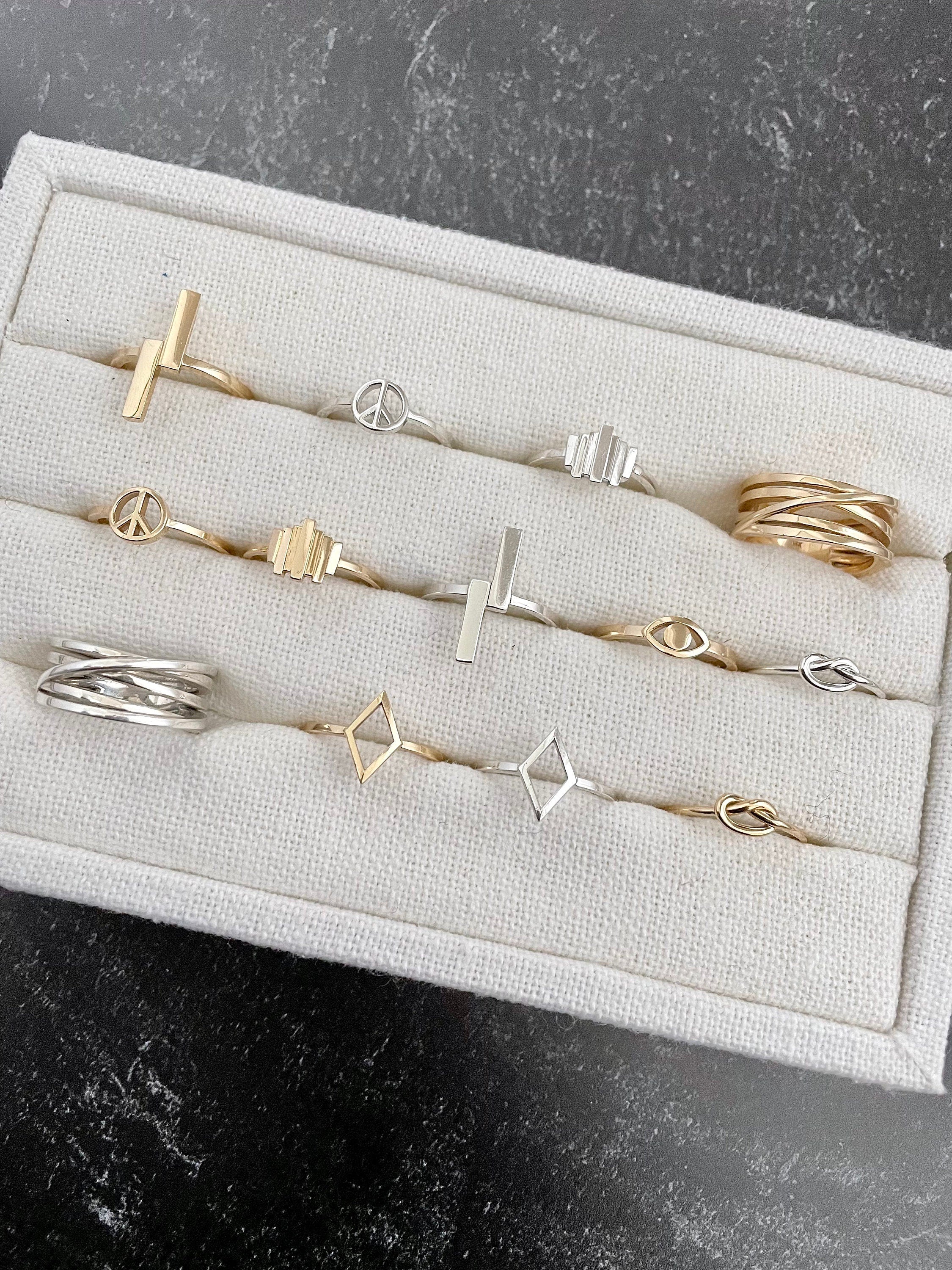 solid 14k gold double bar ring