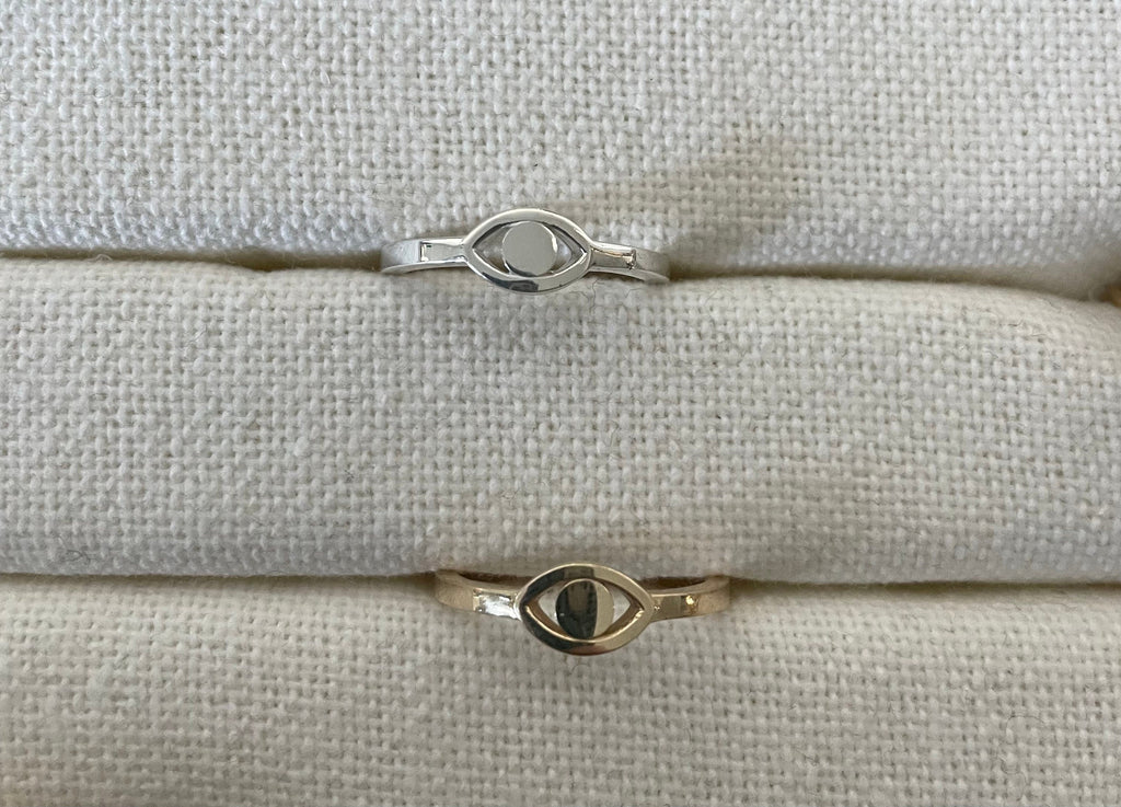 silver evil eye ring