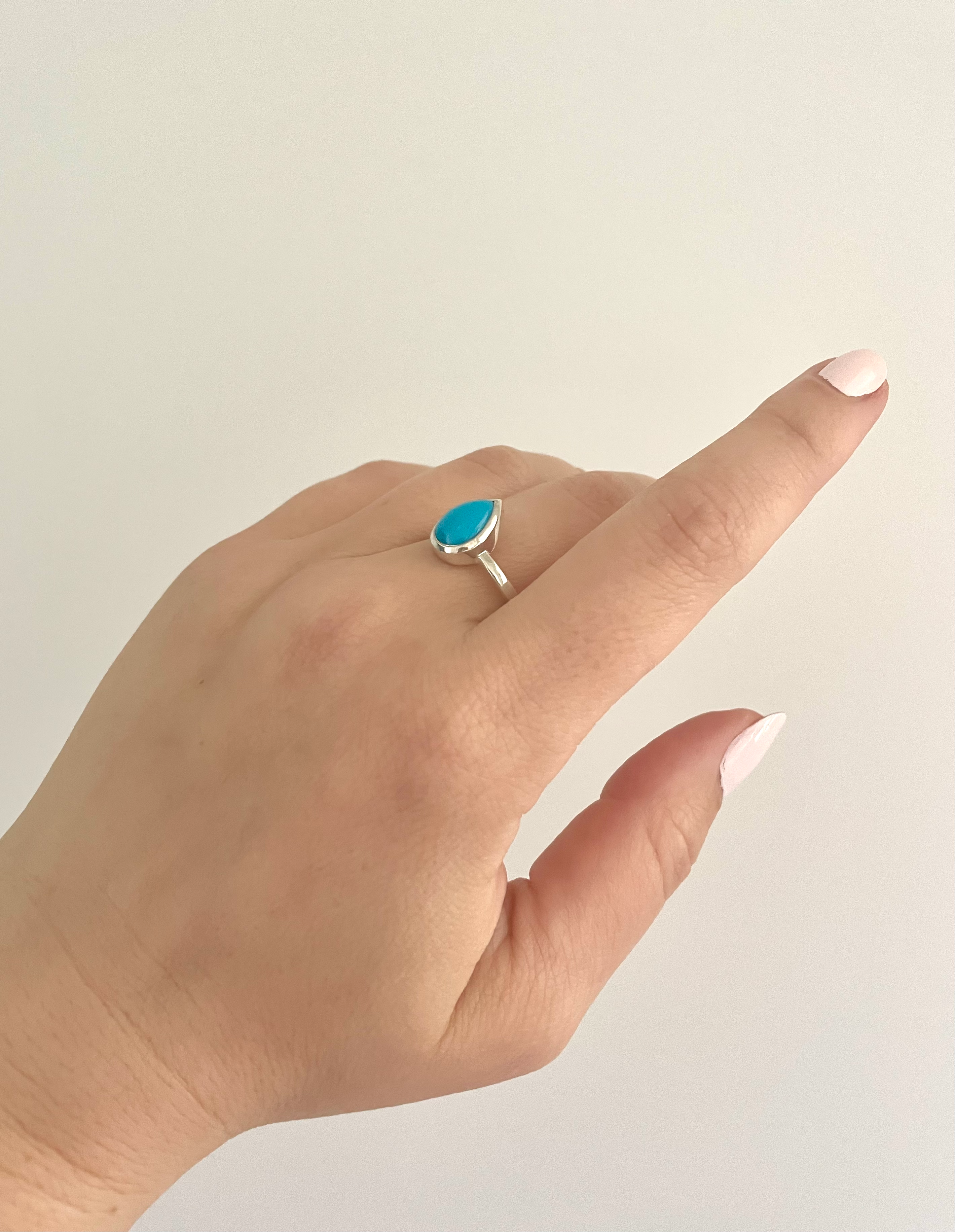 pear-shaped stone ring - turquoise with 925 silver